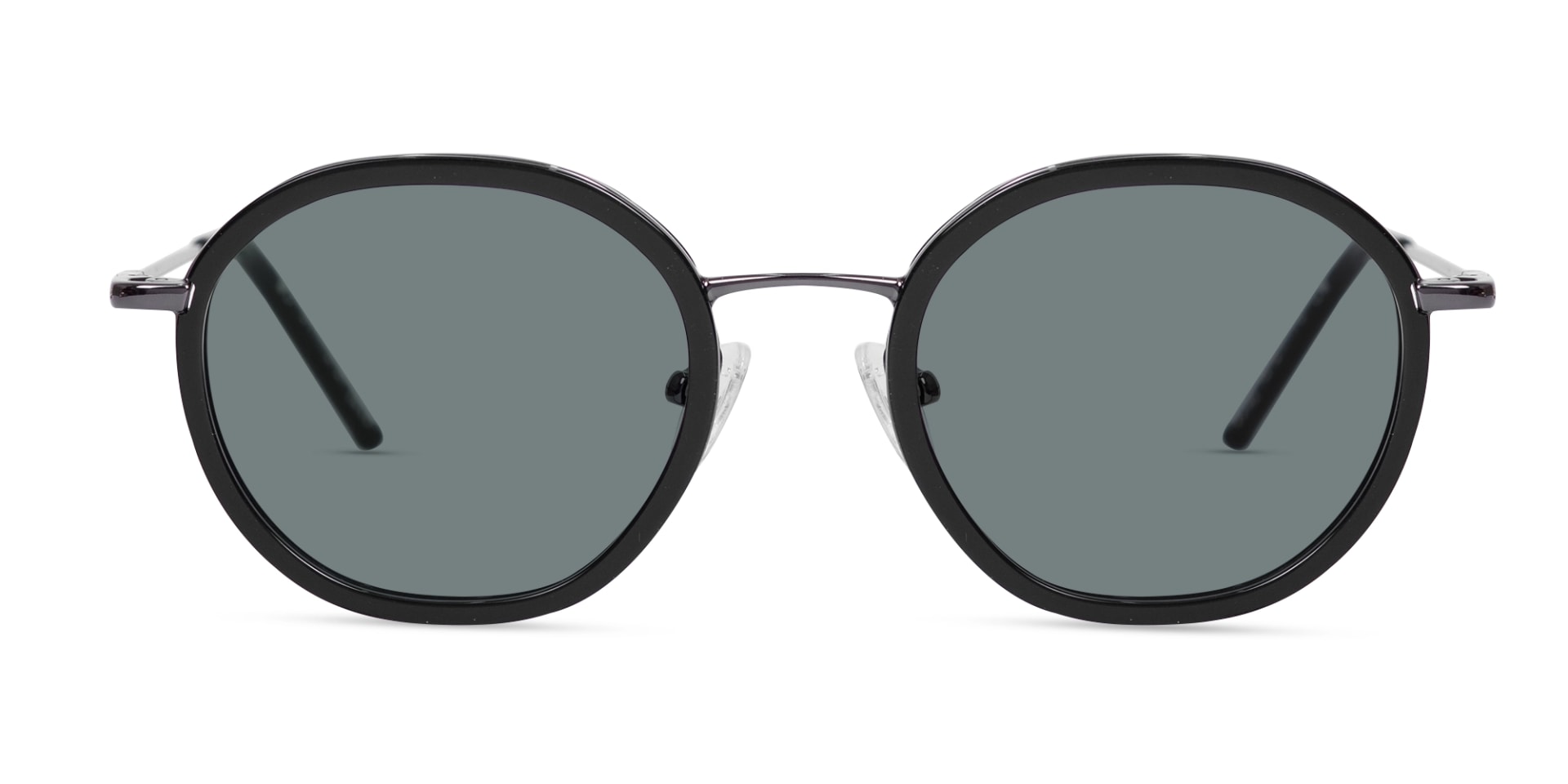 Black & Gunmetal Round Sunglasses | Specscart-1