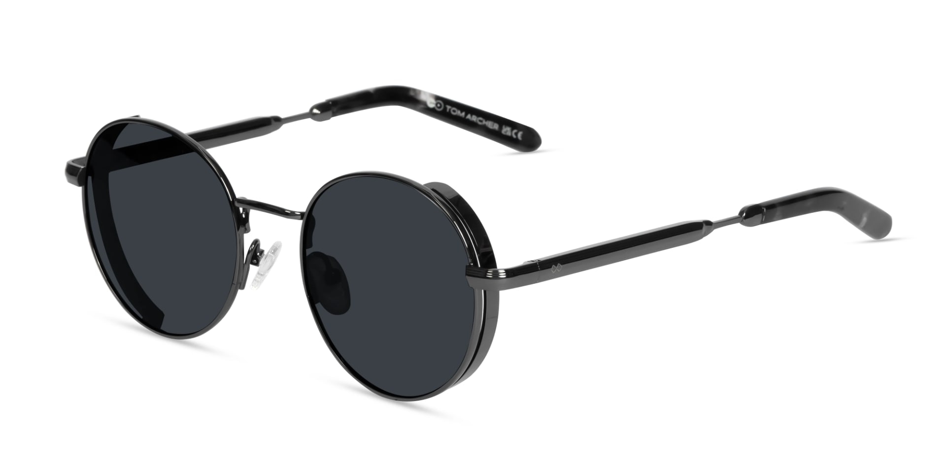 Gunmetal Full Rim Round Sunglasses | Specscart-3
