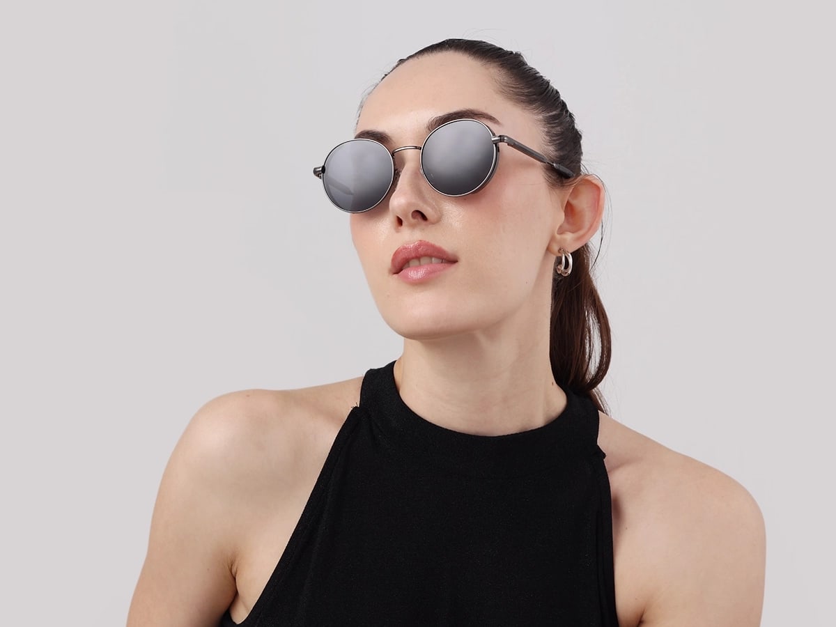 Gunmetal Full Rim Round Sunglasses | Specscart-53