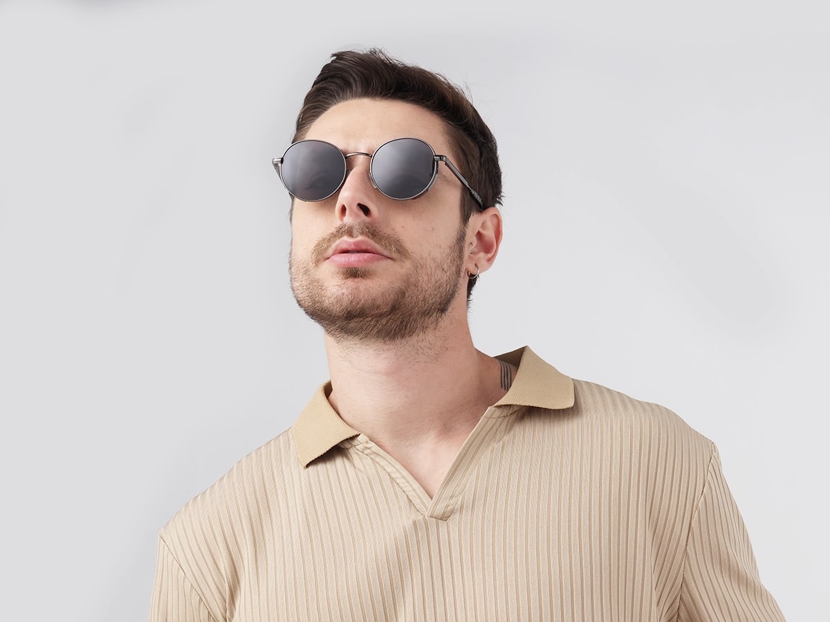 Gunmetal Full Rim Round Sunglasses | Specscart-41