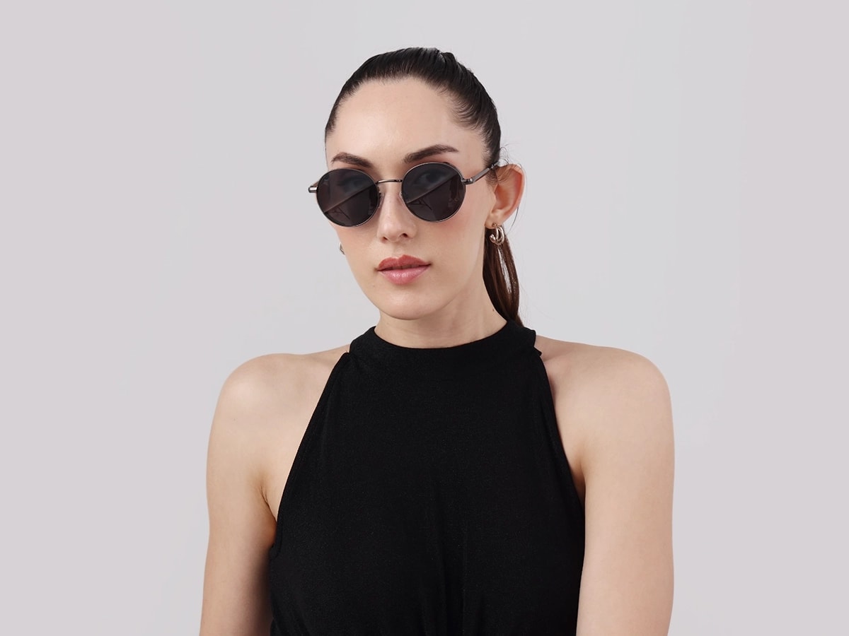 Gunmetal Full Rim Round Sunglasses | Specscart-51