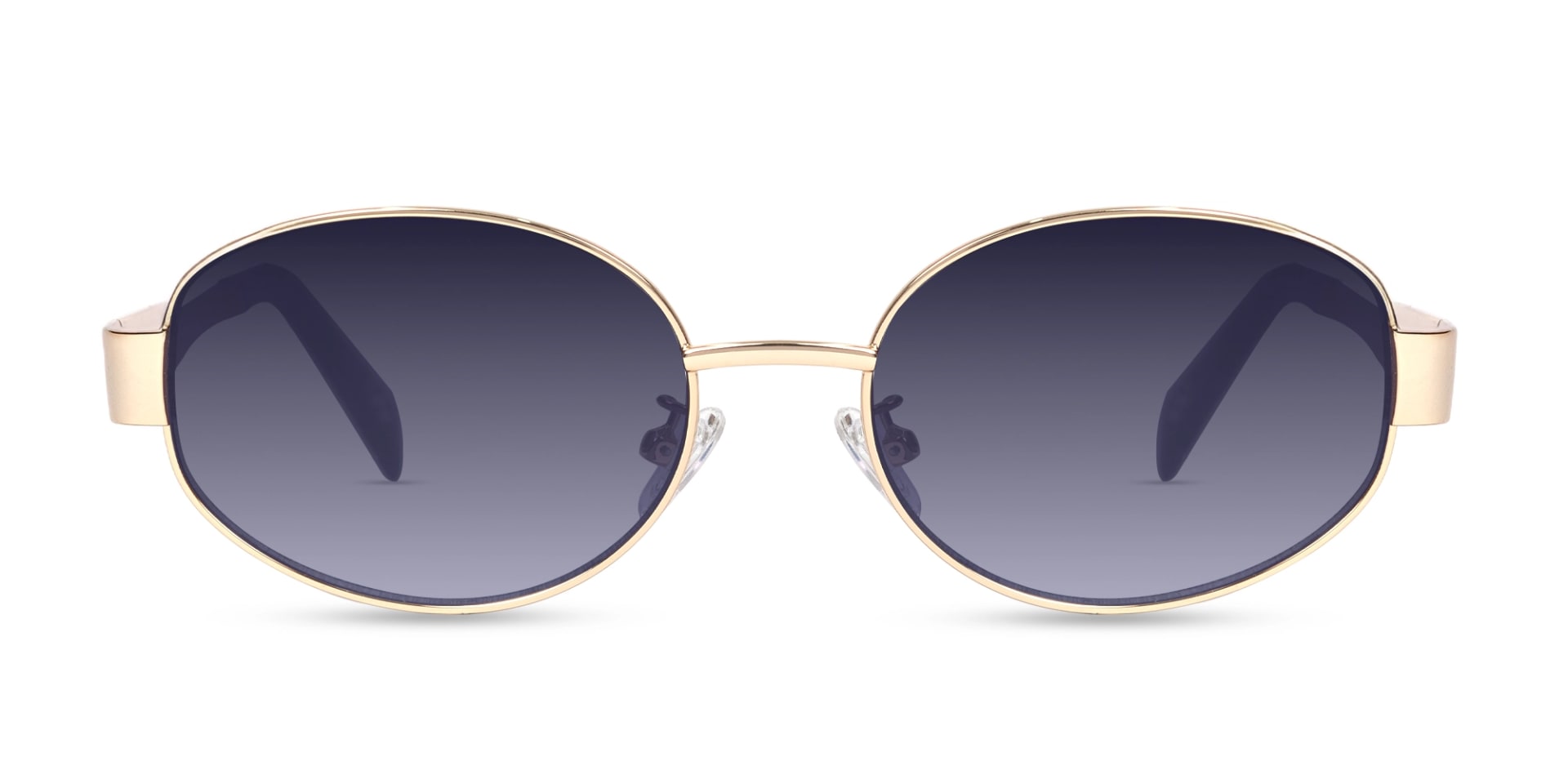Champagne Gold Oval Metal Full Rim Sunglasses-1