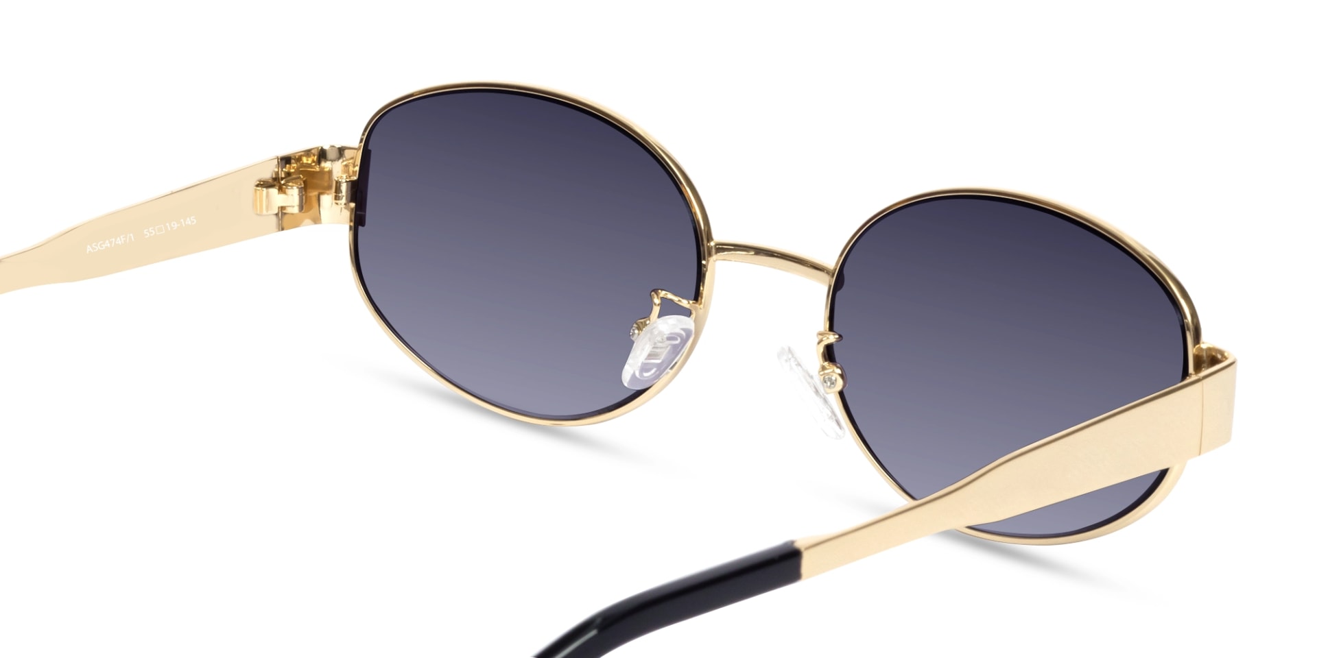 Champagne Gold Oval Metal Full Rim Sunglasses-5