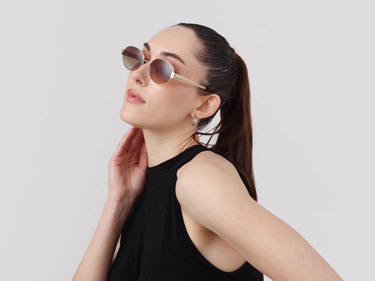 Gold Metal Sunglasses With Nose Pad-52