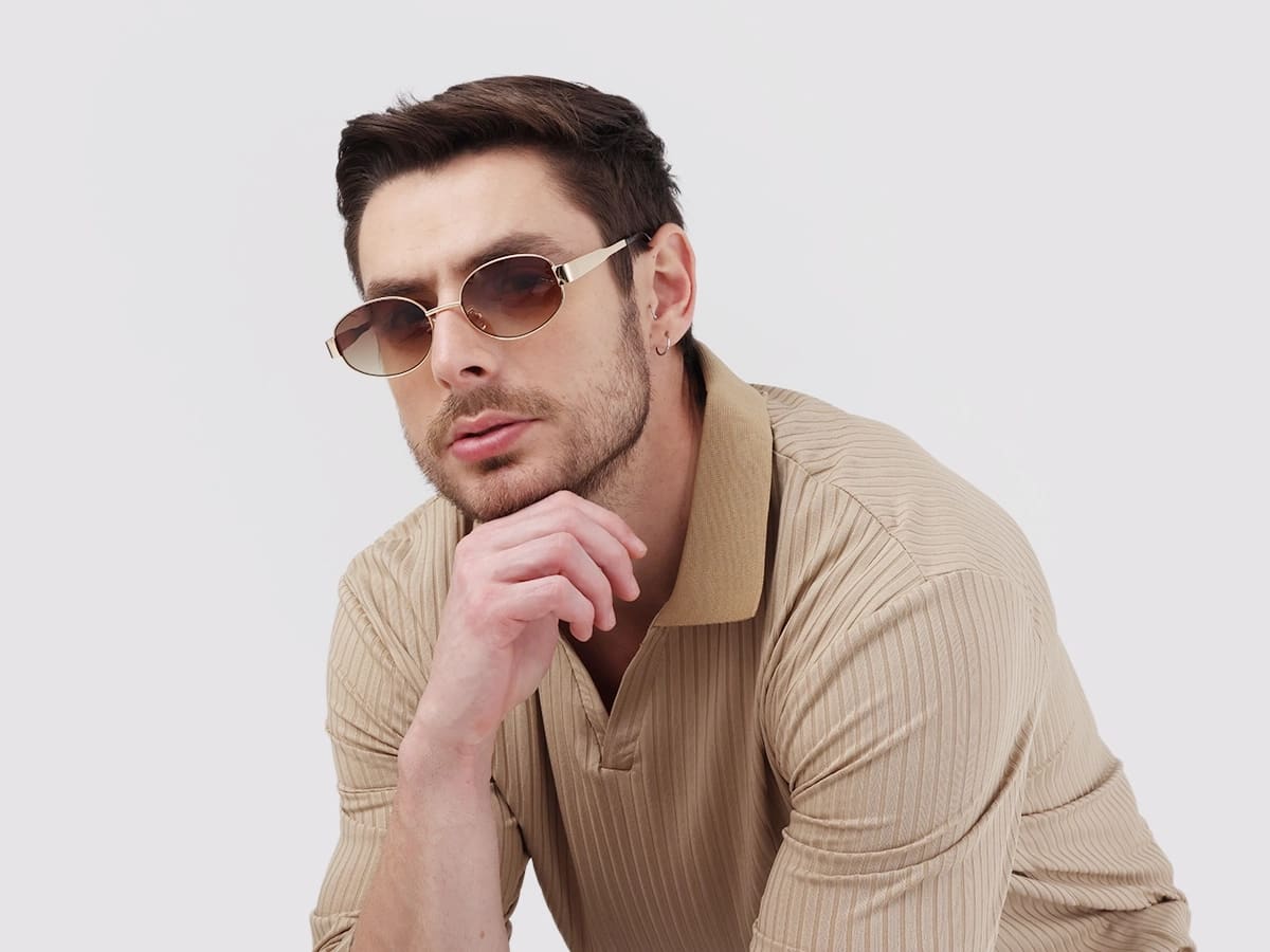 Gold Metal Sunglasses With Nose Pad-42