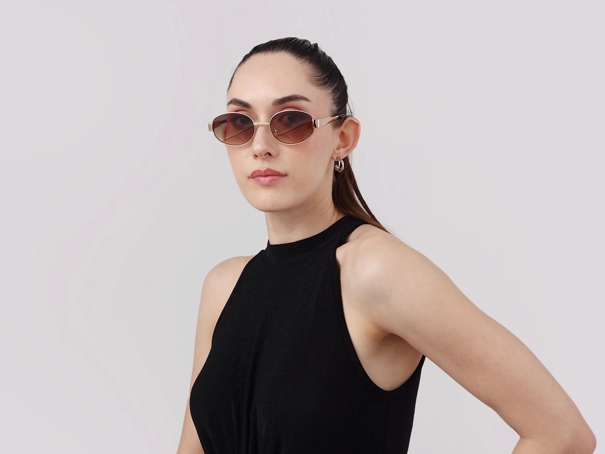 Gold Metal Sunglasses With Nose Pad-53