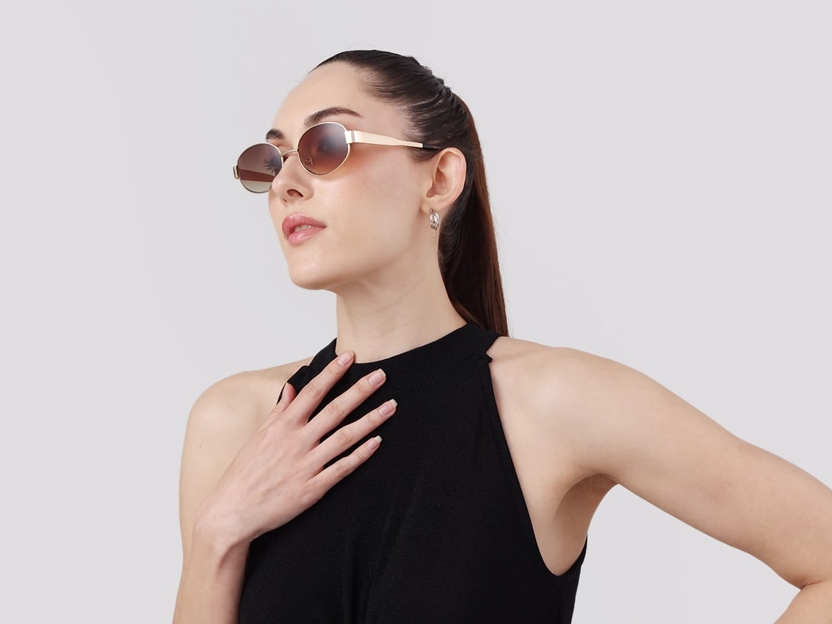 Gold Metal Sunglasses With Nose Pad-51