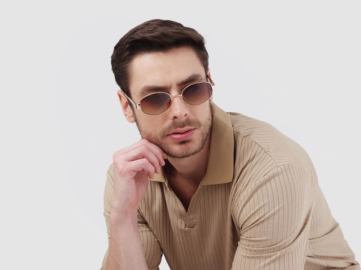Gold Metal Sunglasses With Nose Pad-41