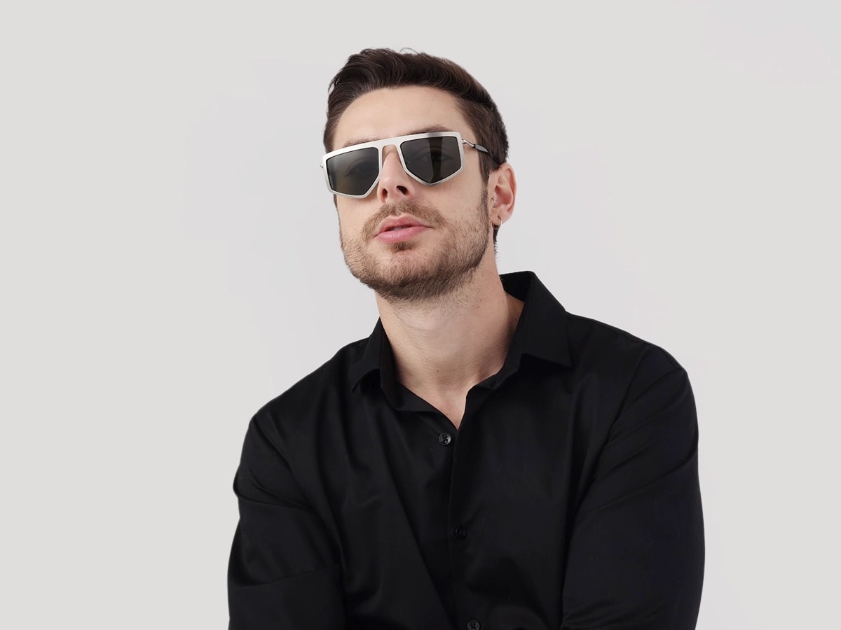 Matte Platinum Silver Metal Sunglasses-41