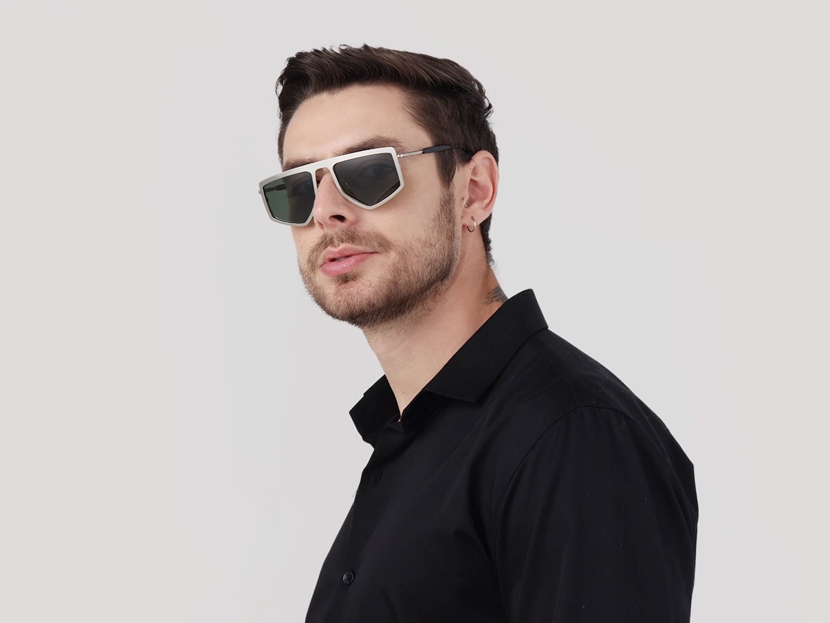 Matte Platinum Silver Metal Sunglasses-43