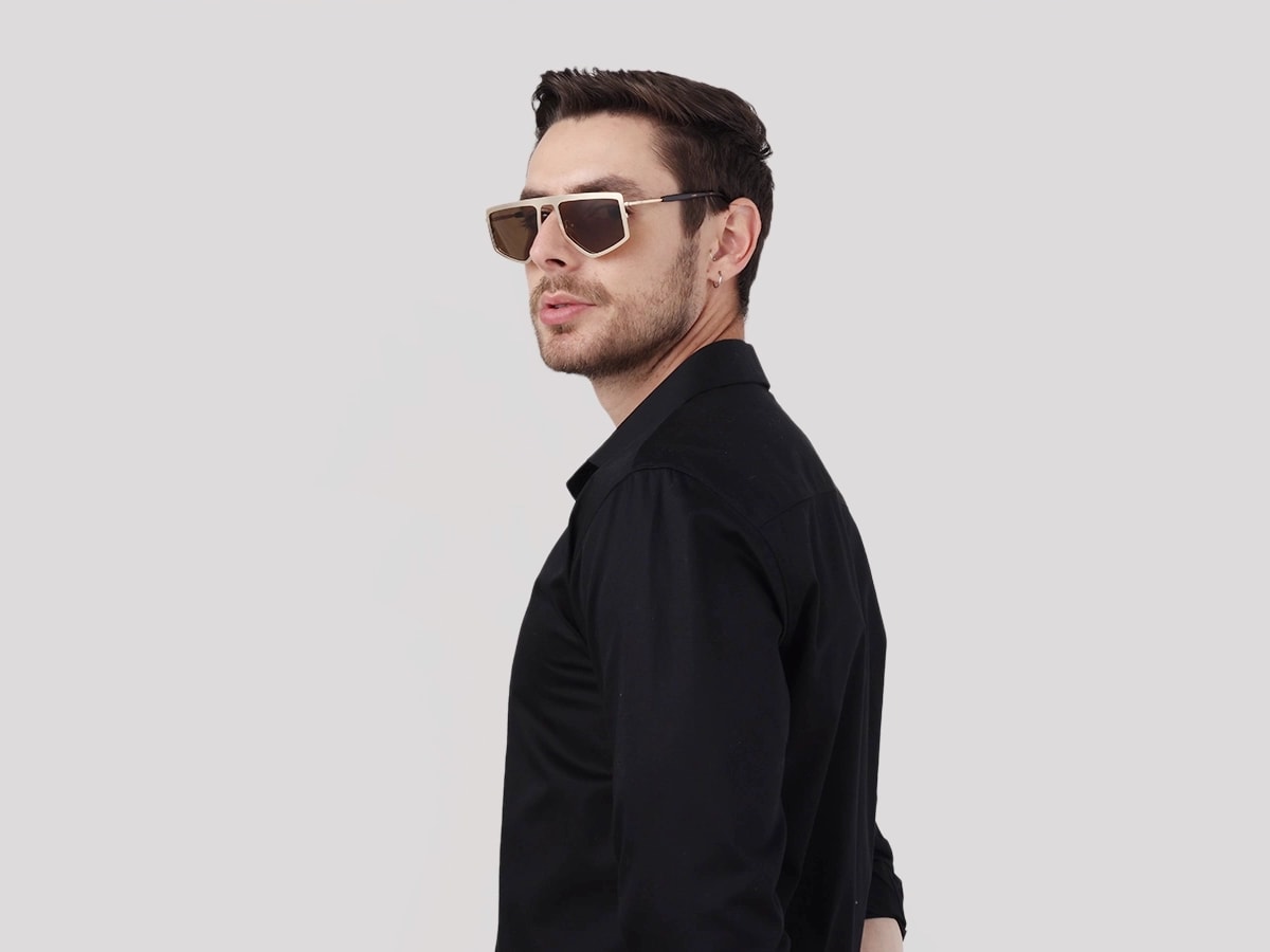 Matte Champagne Gold Metal Sunglasses-43