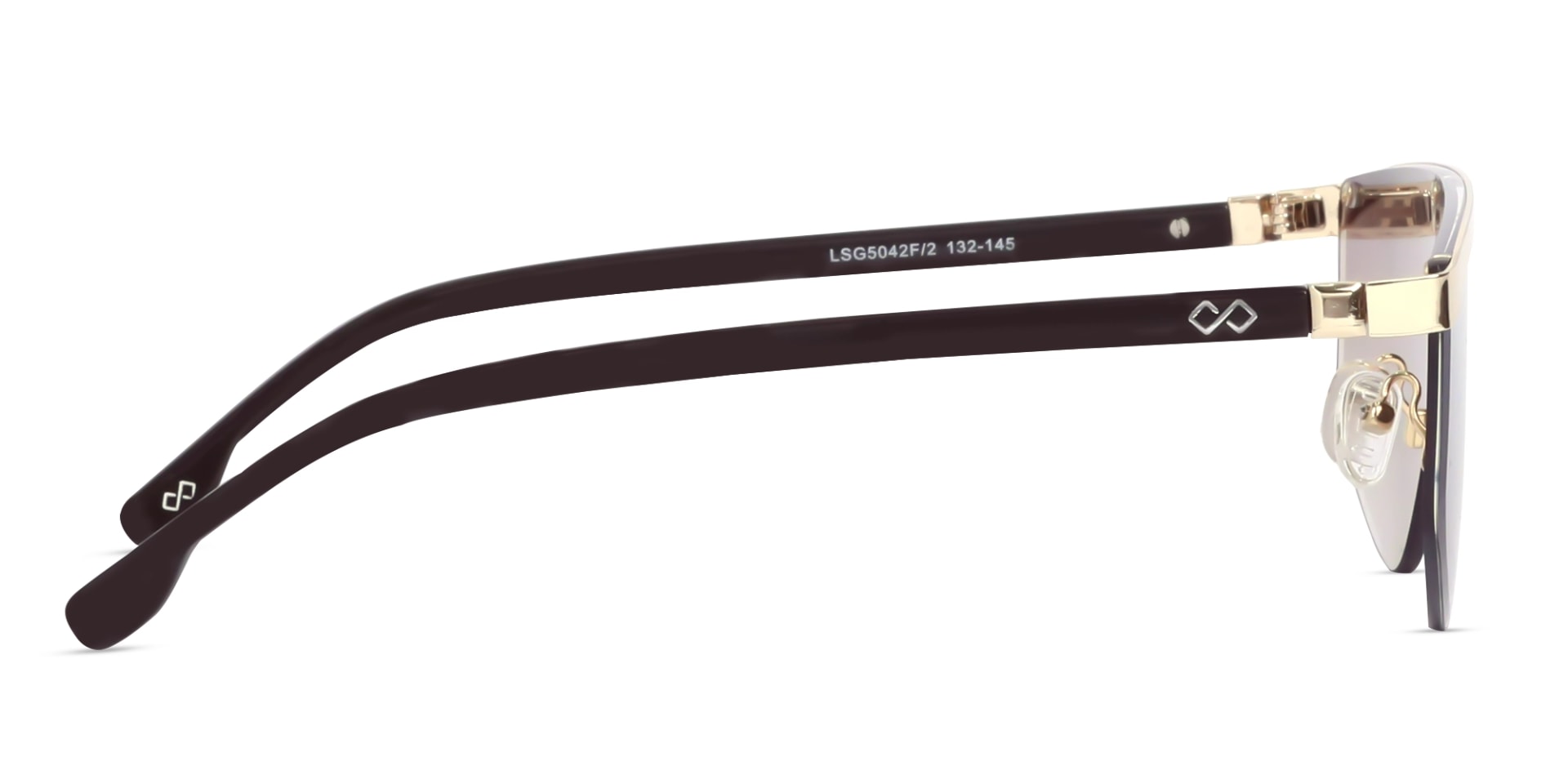 Metal Geometric Brown Gradient Tint Sunglasses -4