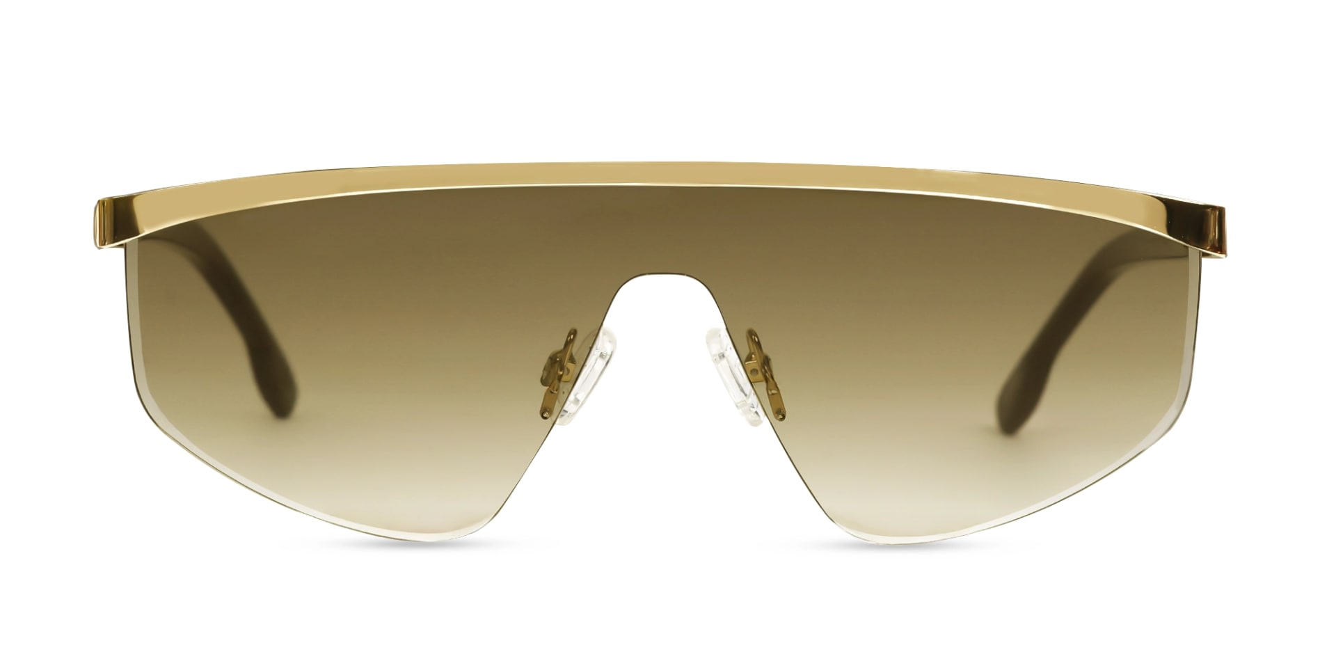 Metal Geometric Brown Gradient Tint Sunglasses -1