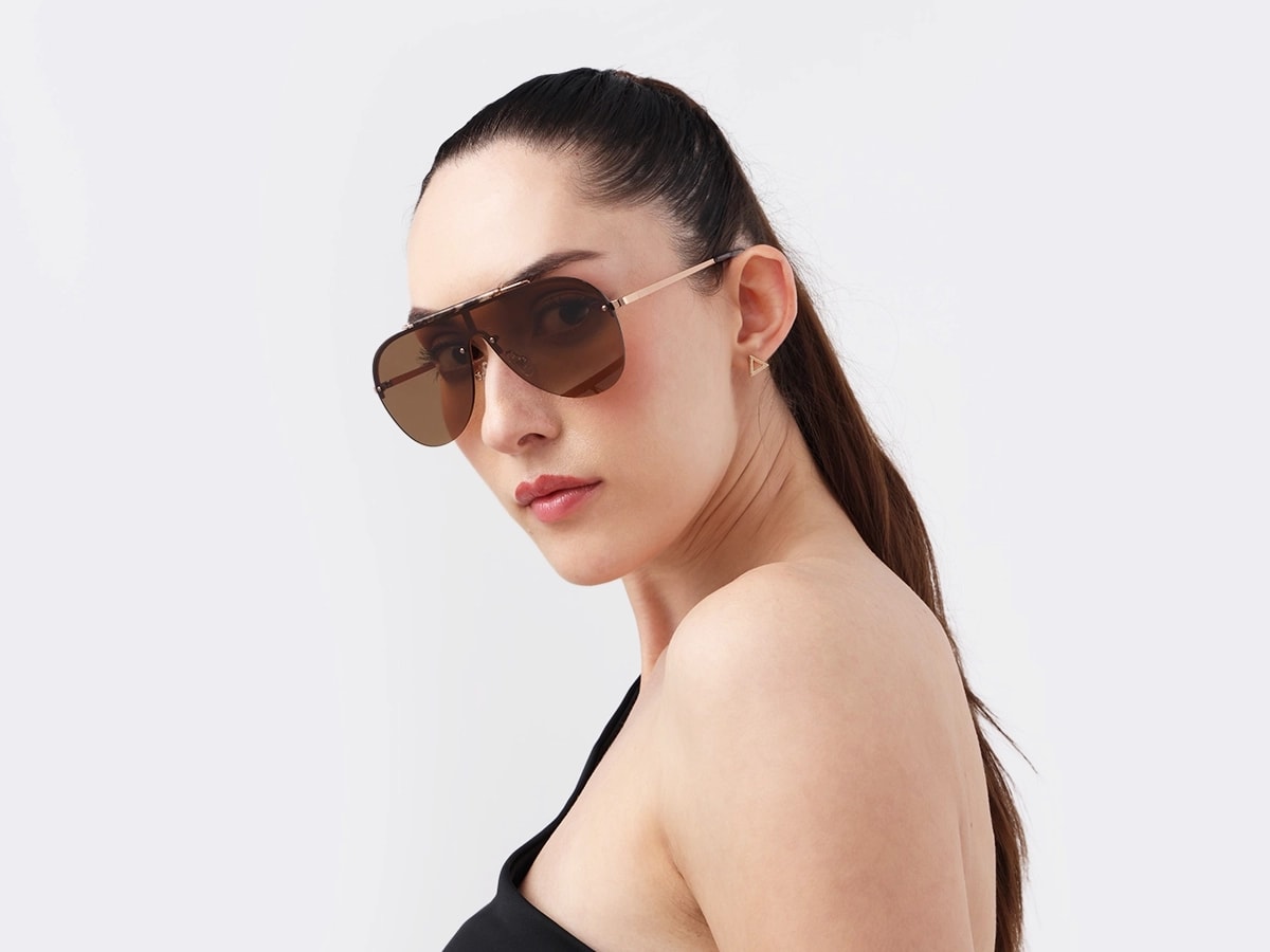Metal Pilot Brown Gradient Tint Sunglasses-53