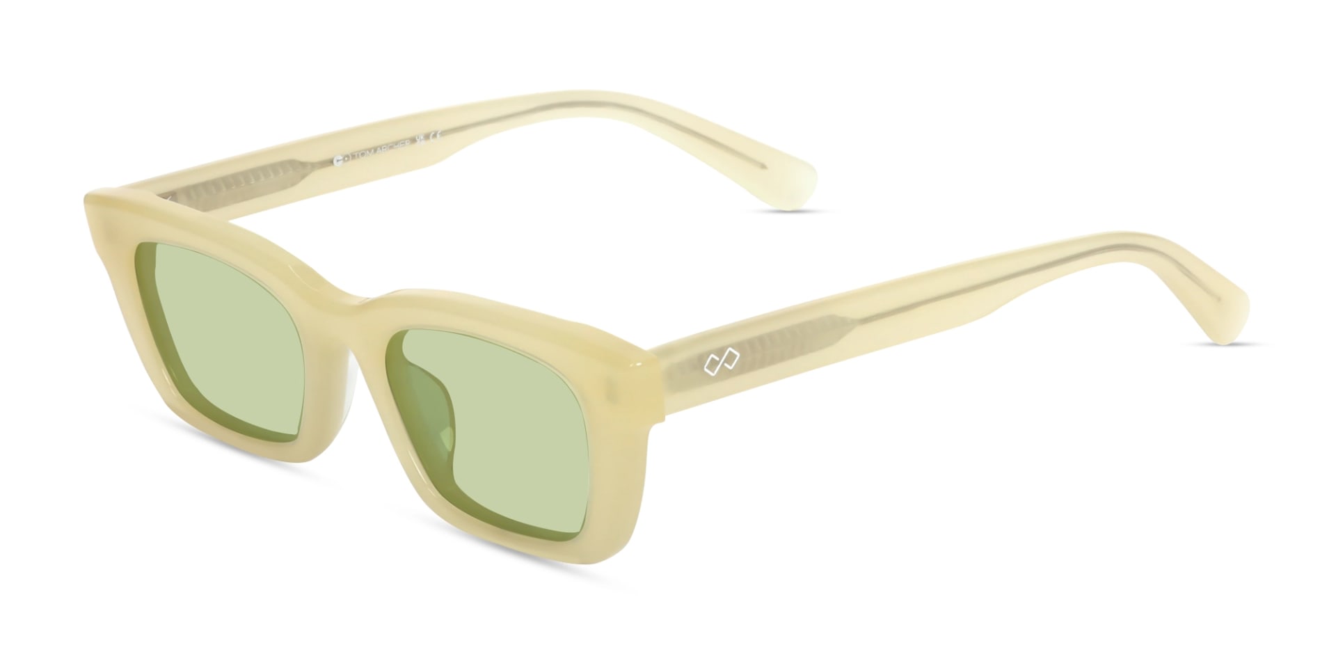 Rich Cream Acetate Full-Rim Rectangle Sunglasses-3