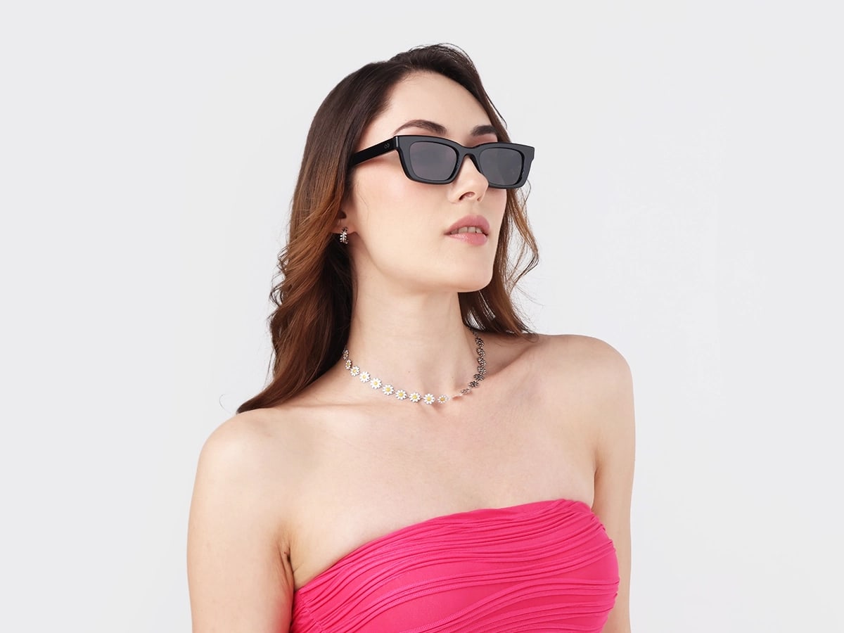 Black Acetate Full-Rim Rectangle Sunglasses-52