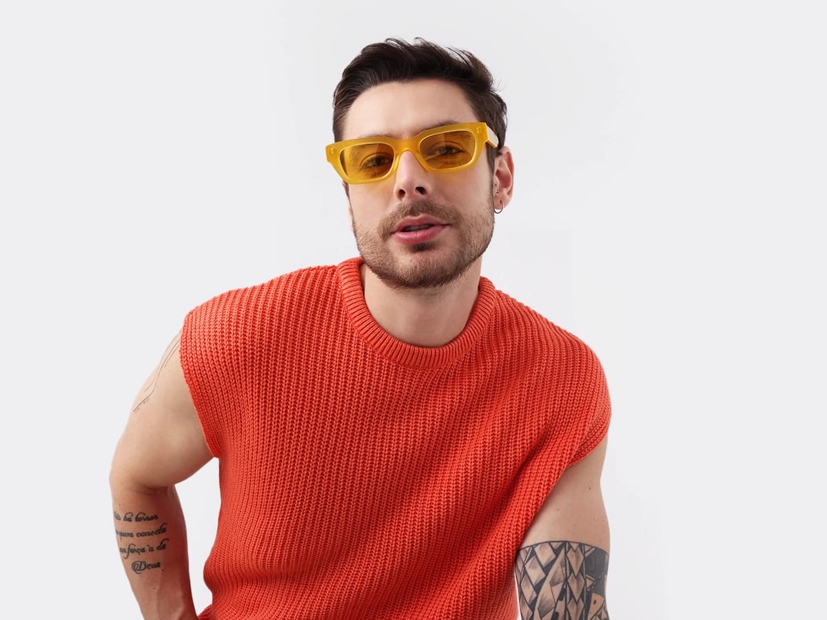 Mimosa Yellow Acetate Full-Rim Rectangle Sunglasses-41