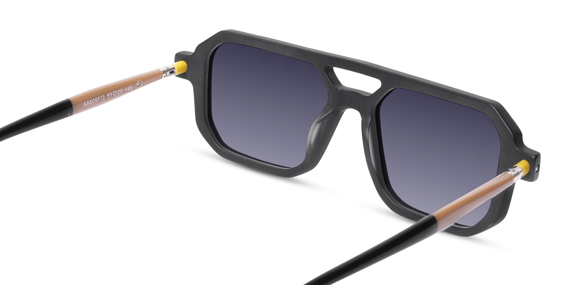 Matte Black & Champagne Gold Rectangle Sunglasses-5