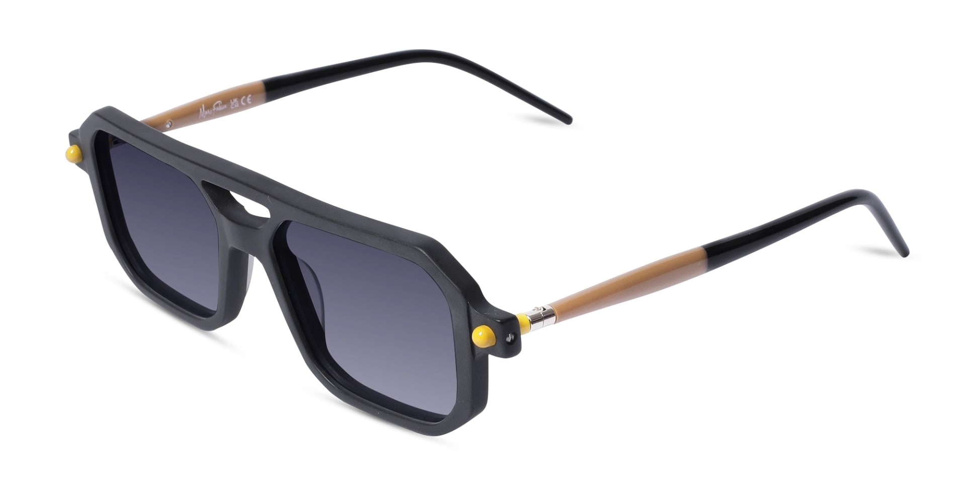 Matte Black & Champagne Gold Rectangle Sunglasses-3