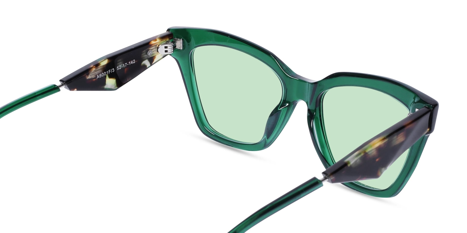 Tortoise Frame With Green Solid Tint Sunglasses-5