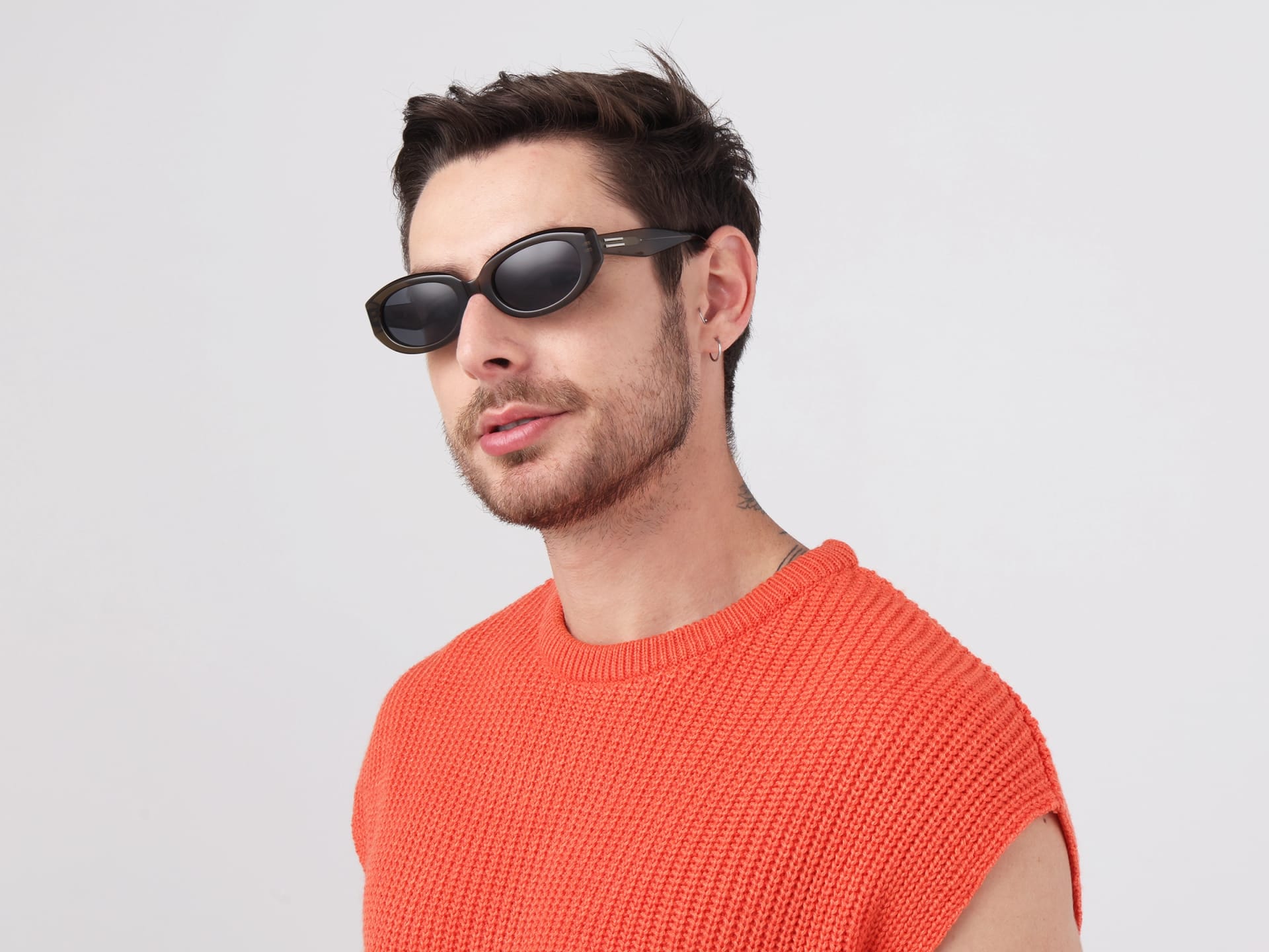 Crystal Khaki Oval Acetate Full-Rim Sunglasses-1