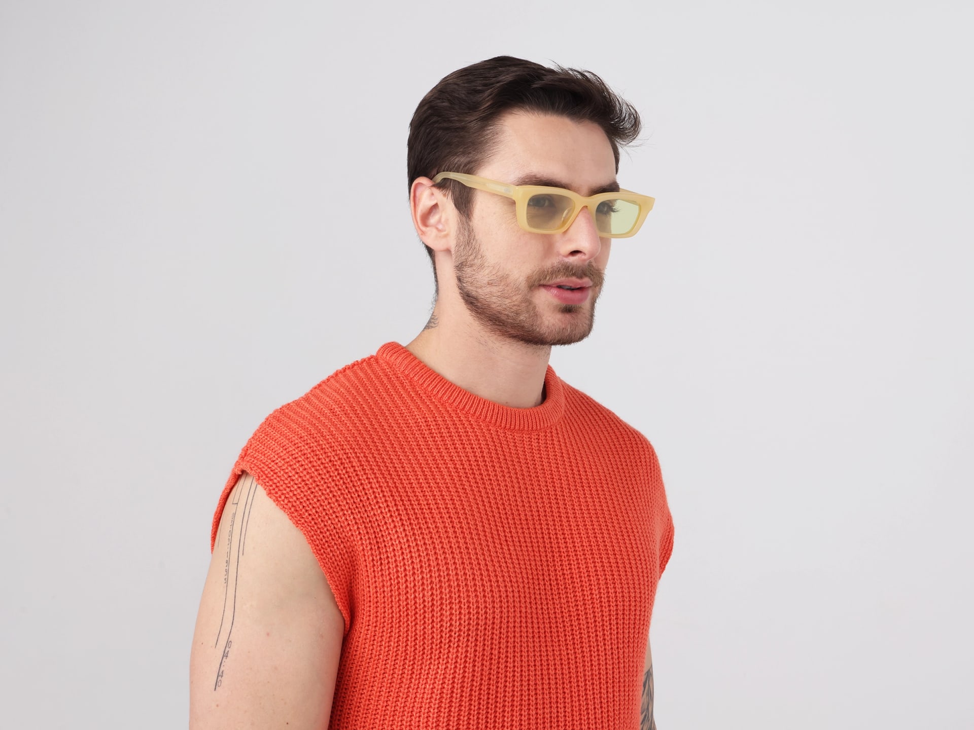 Rich Cream Acetate Full-Rim Rectangle Sunglasses-1