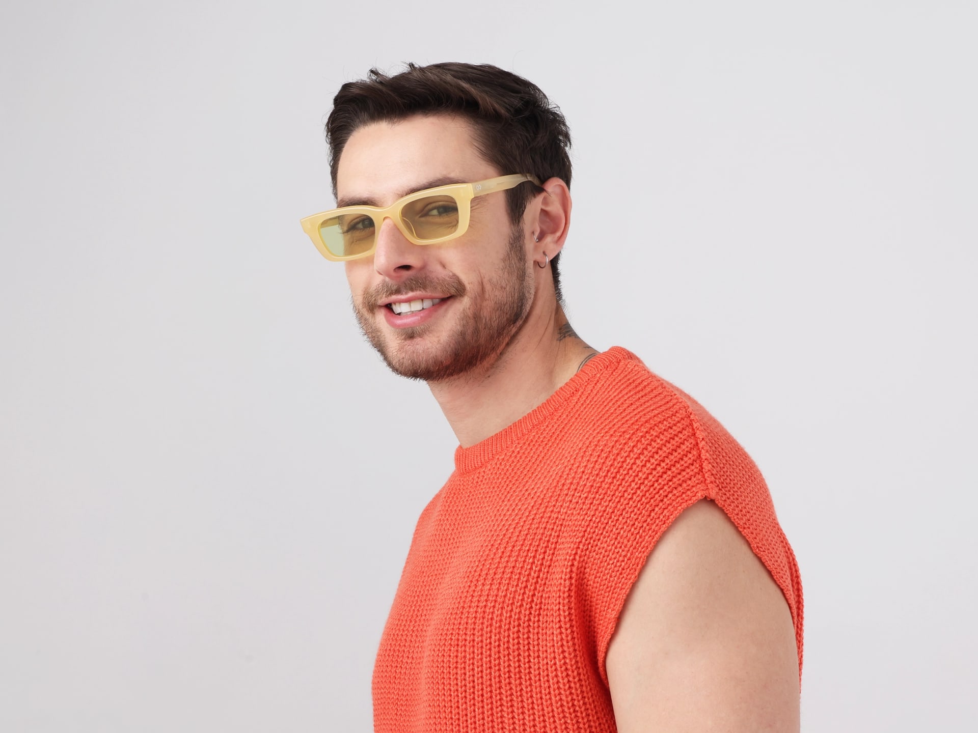 Rich Cream Acetate Full-Rim Rectangle Sunglasses-2