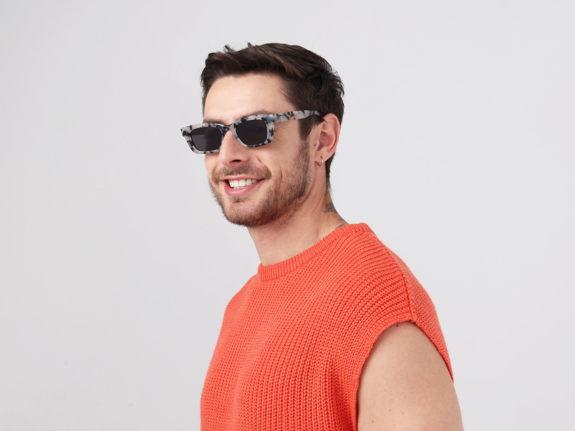 Grey Tortoise Acetate Full-Rim Rectangle Sunglasses-2