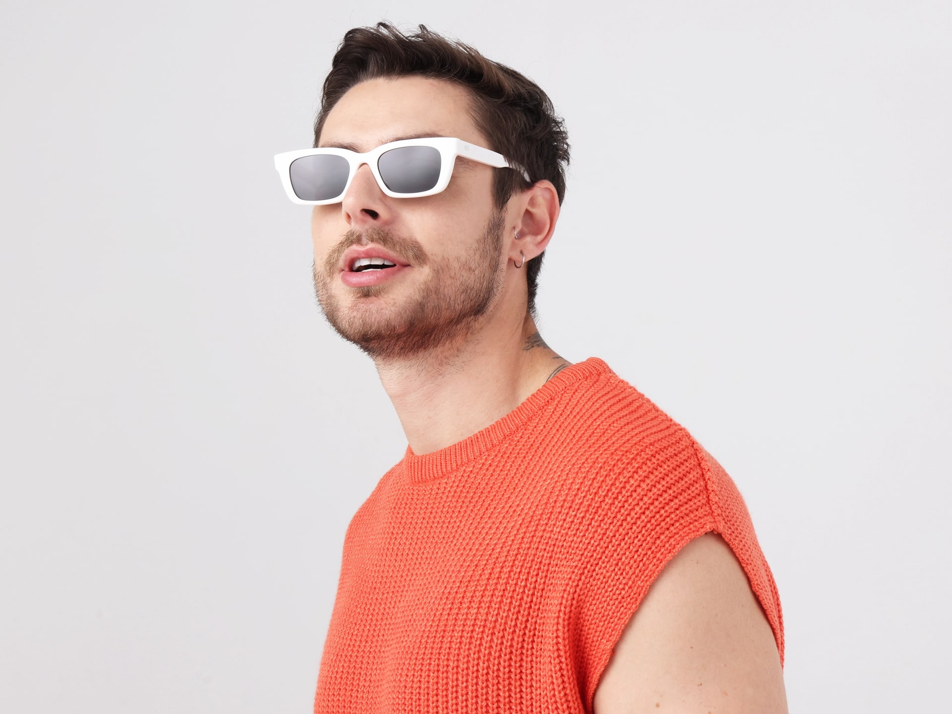 Pure White Acetate Full-Rim Rectangle Sunglasses-2