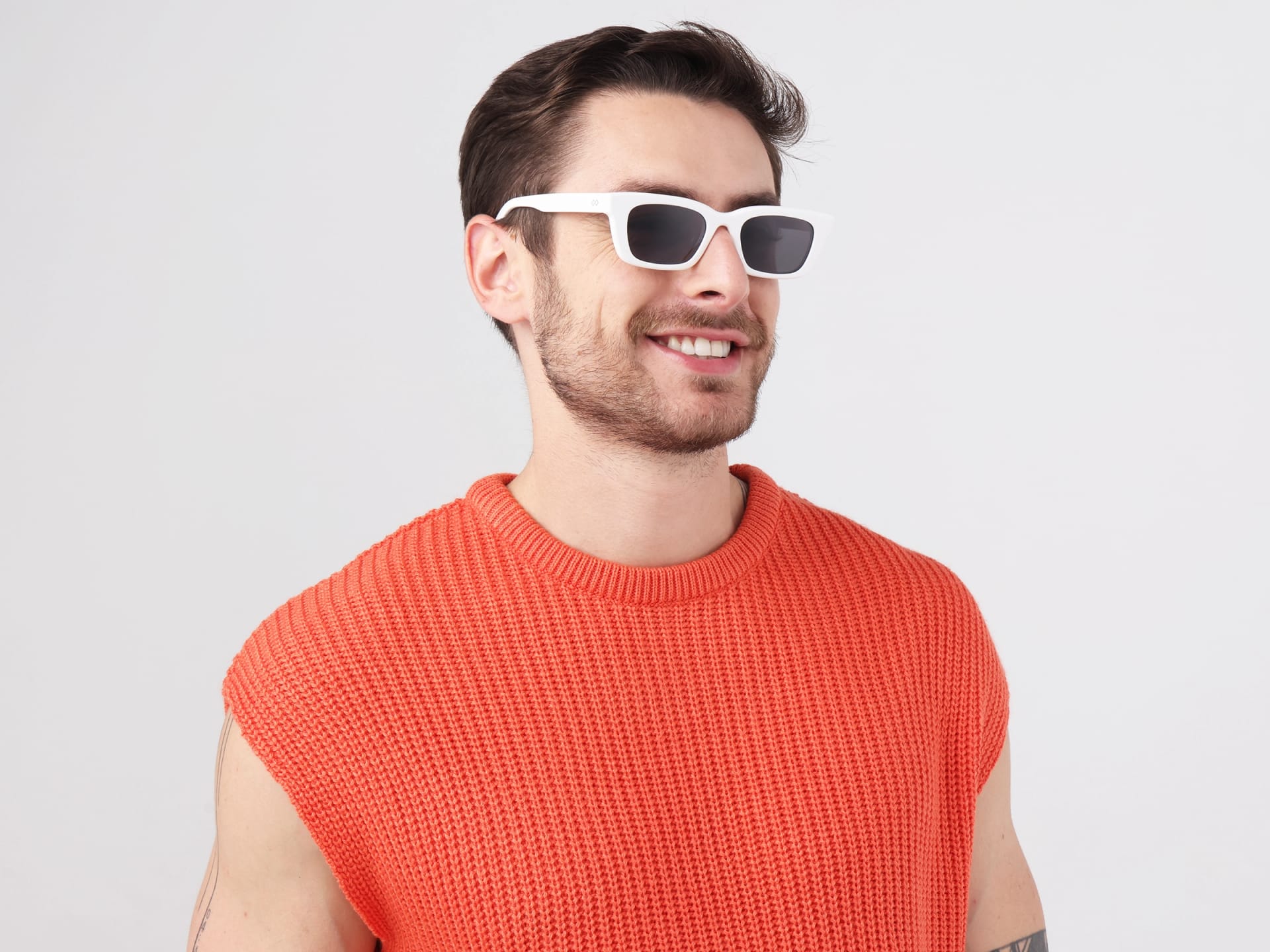 Pure White Acetate Full-Rim Rectangle Sunglasses-3
