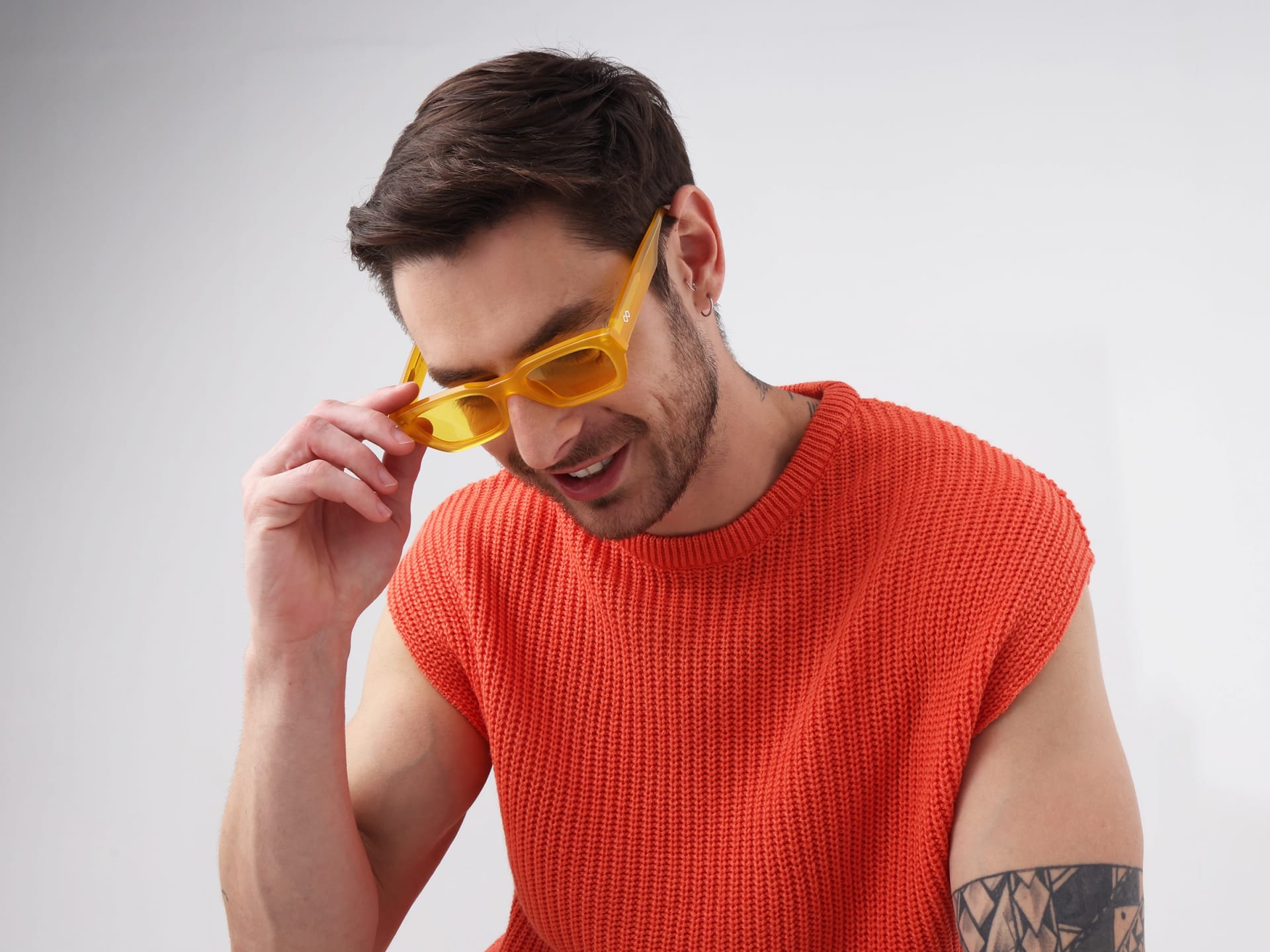 Mimosa Yellow Acetate Full-Rim Rectangle Sunglasses-2