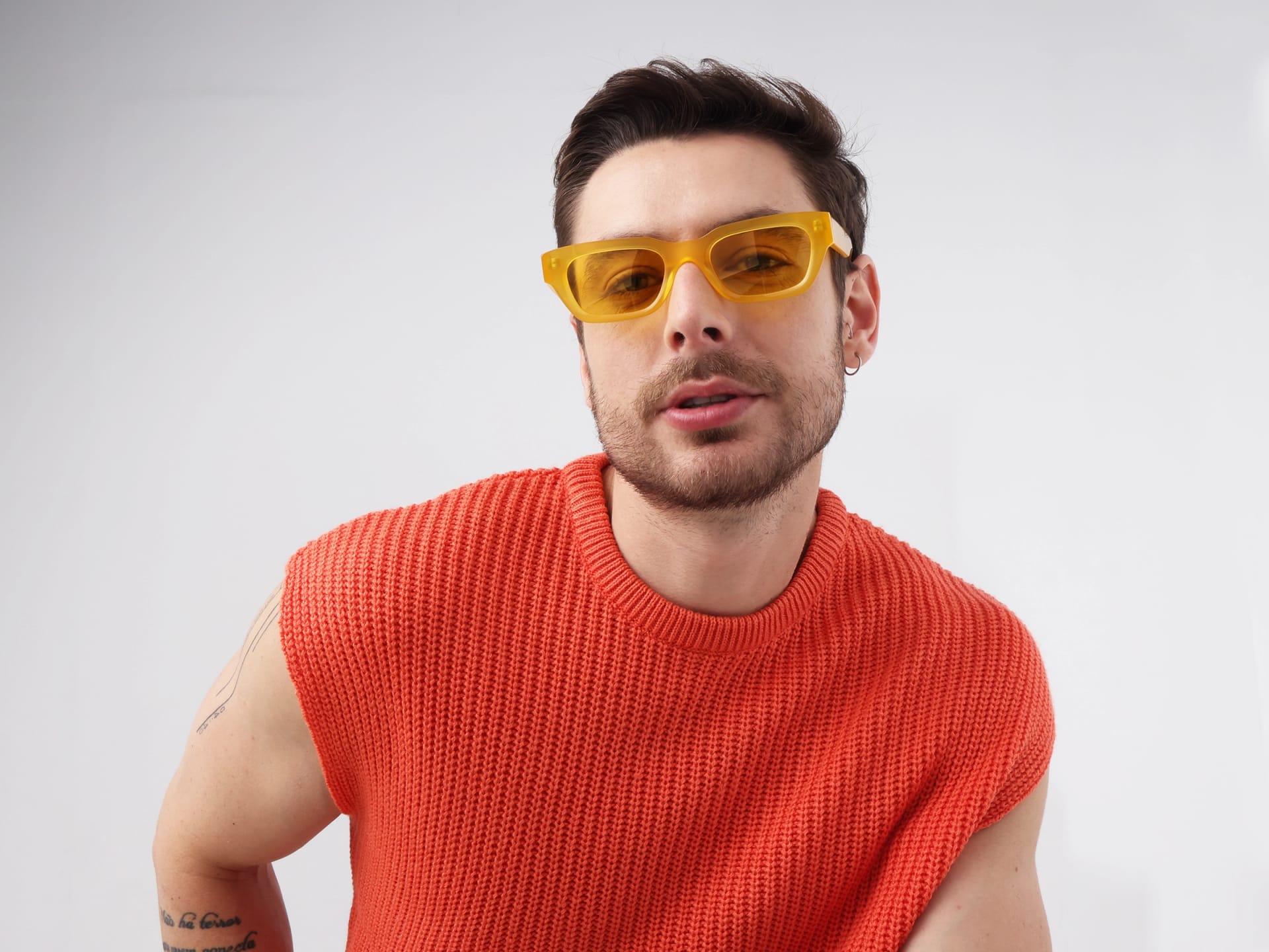 Mimosa Yellow Acetate Full-Rim Rectangle Sunglasses-1