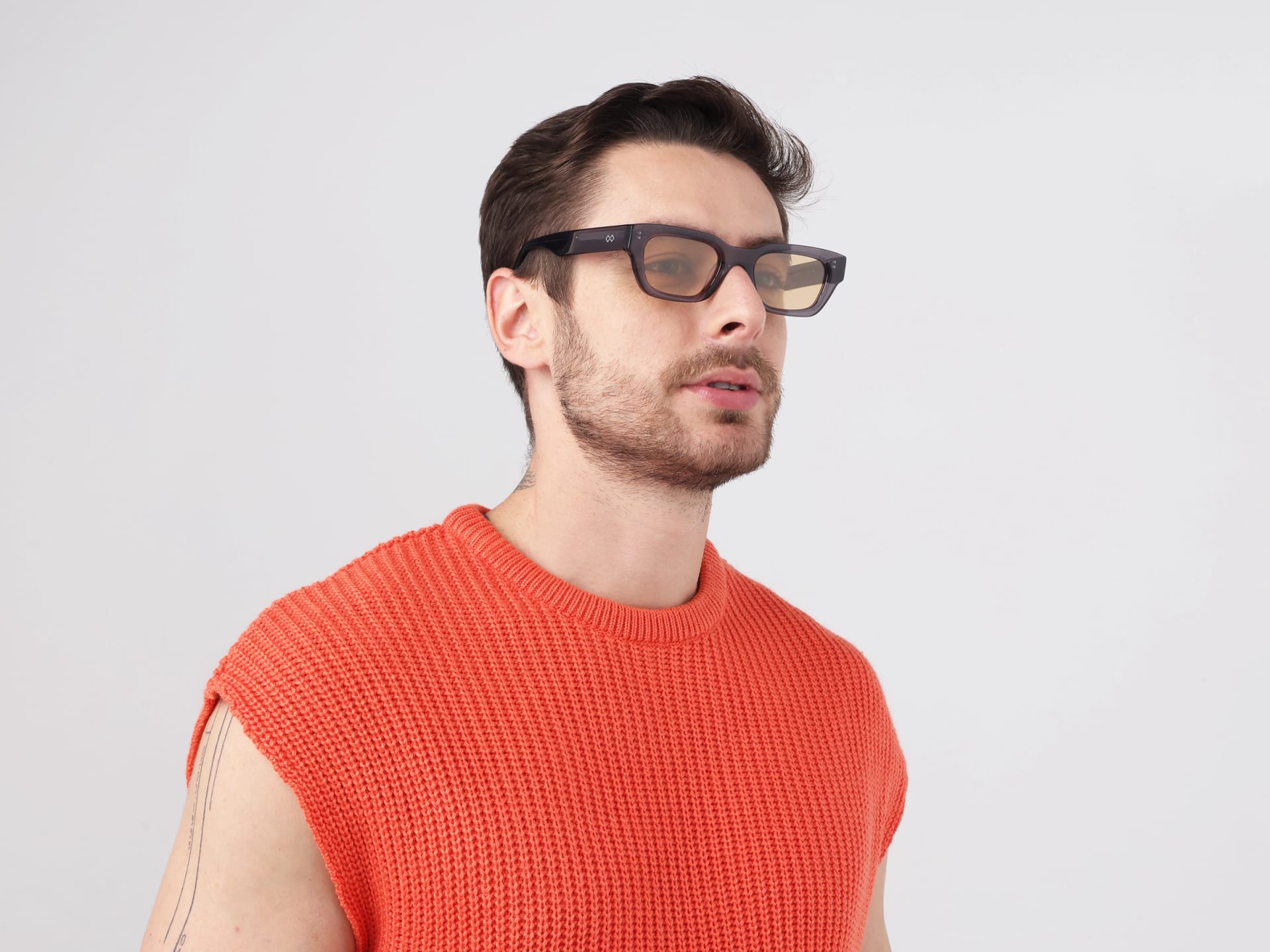 Acetate Full-Rim Rectangle Sunglasses -3