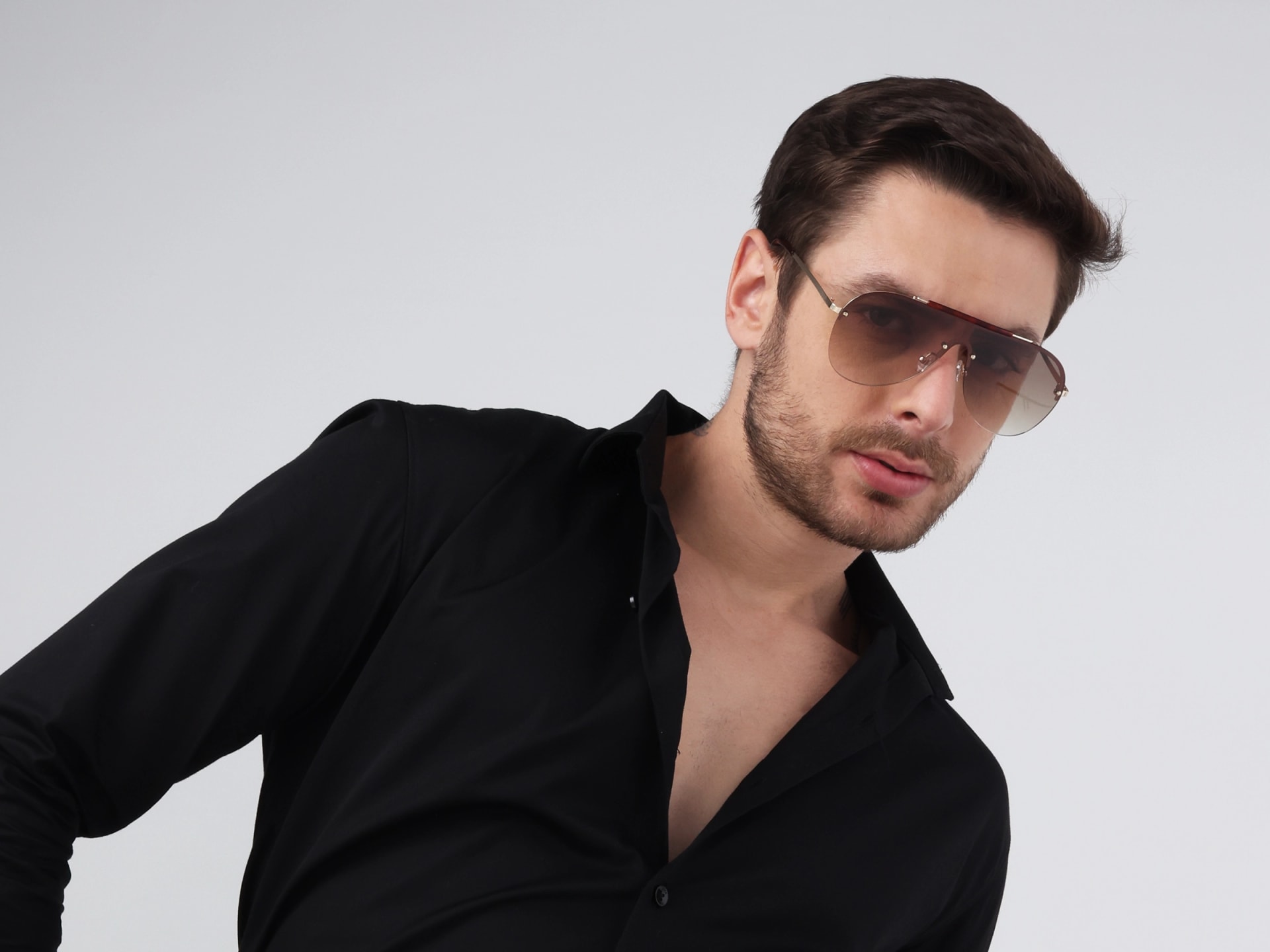 Metal Pilot Brown Tint Sunglasses