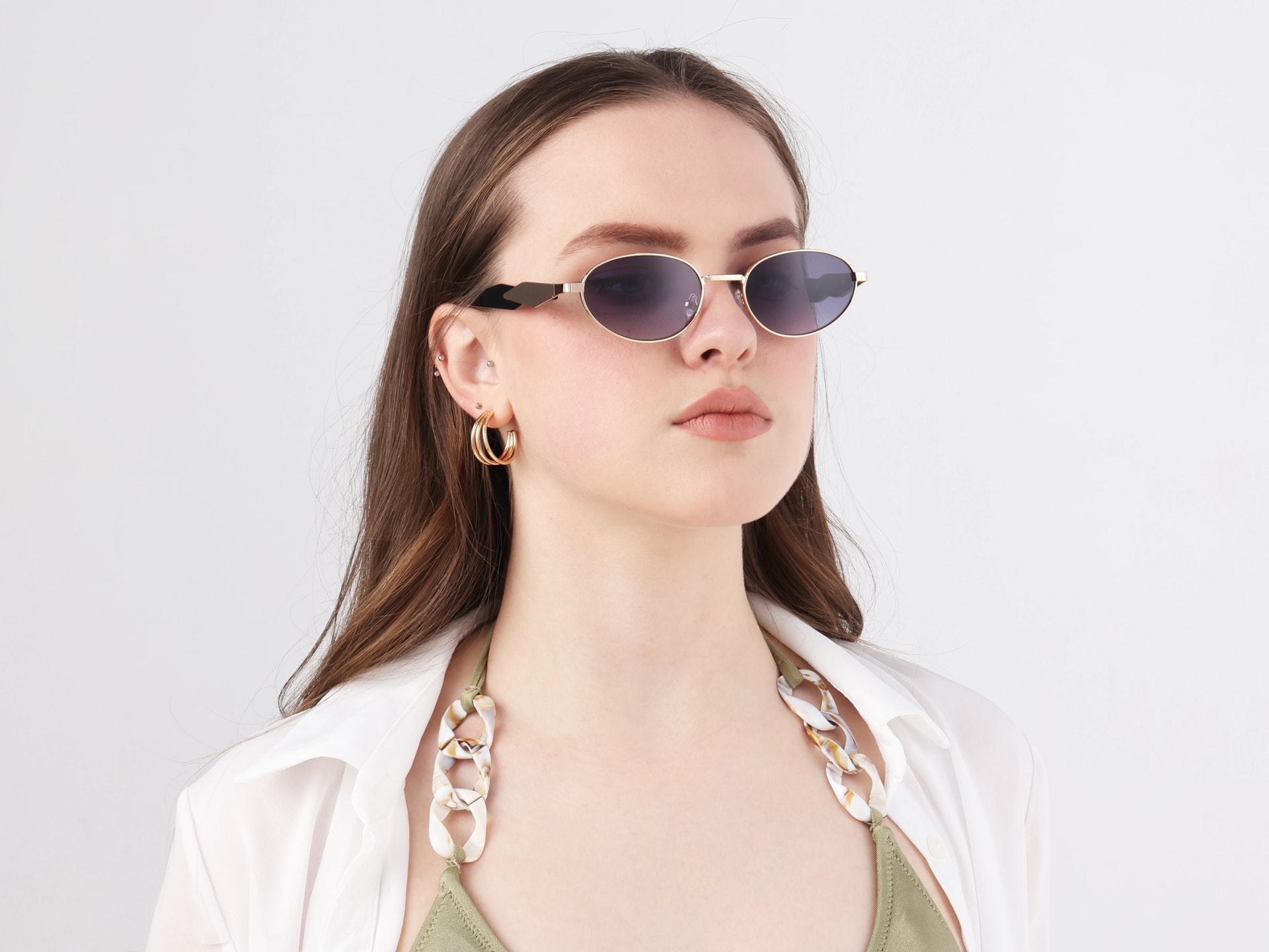Purple Tint Oval Sunglasses