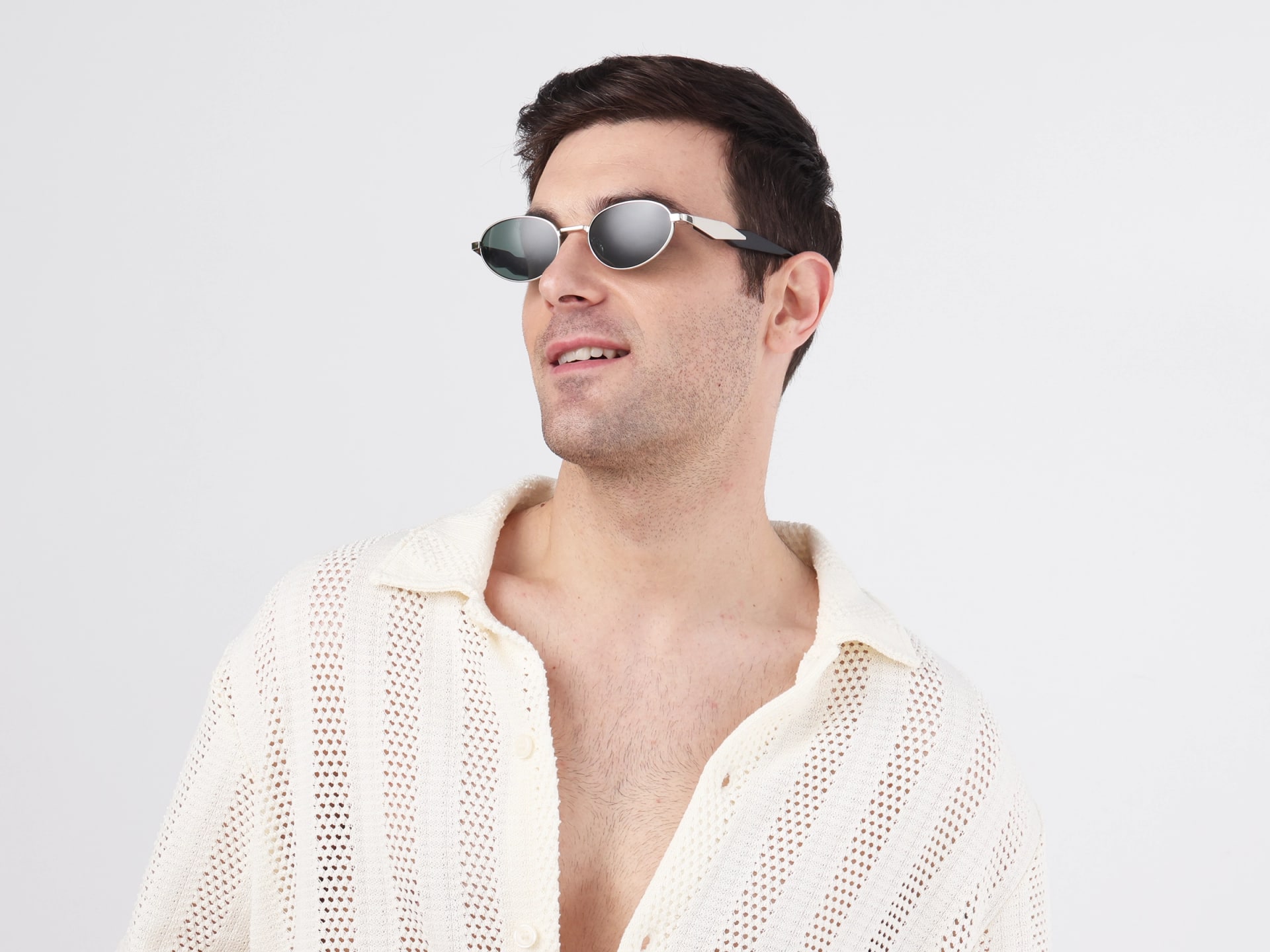 Oval keyhole Sunglasses With Green Tint