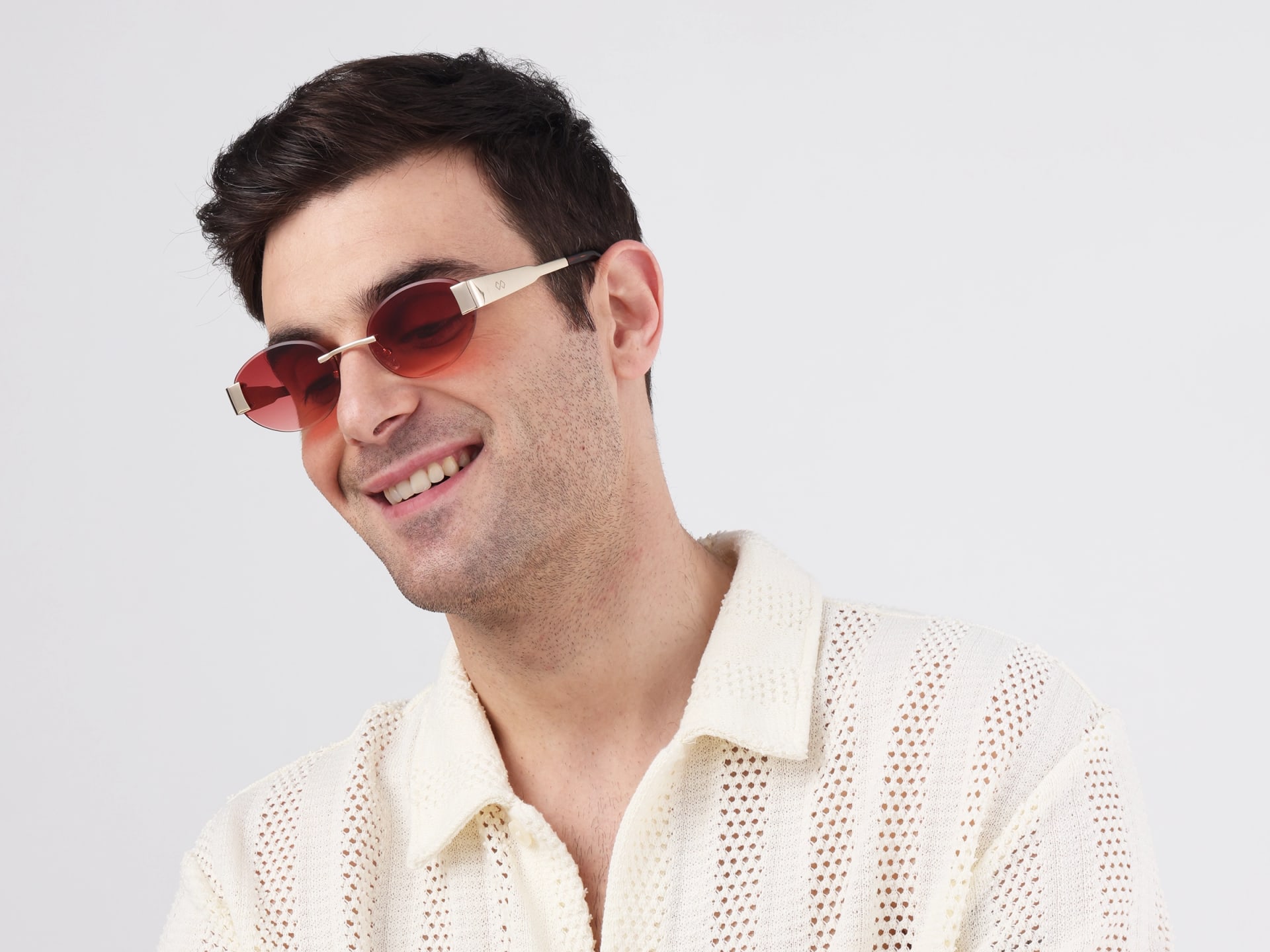Oval Champange Gold Rimless Sunglasses