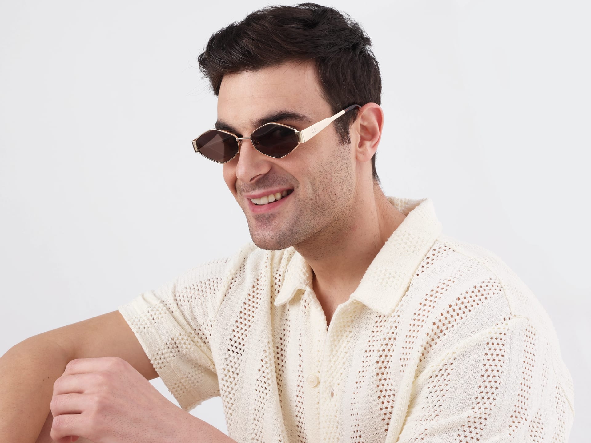 Champagne Gold & Tortoise Geometric Sunglasses 1