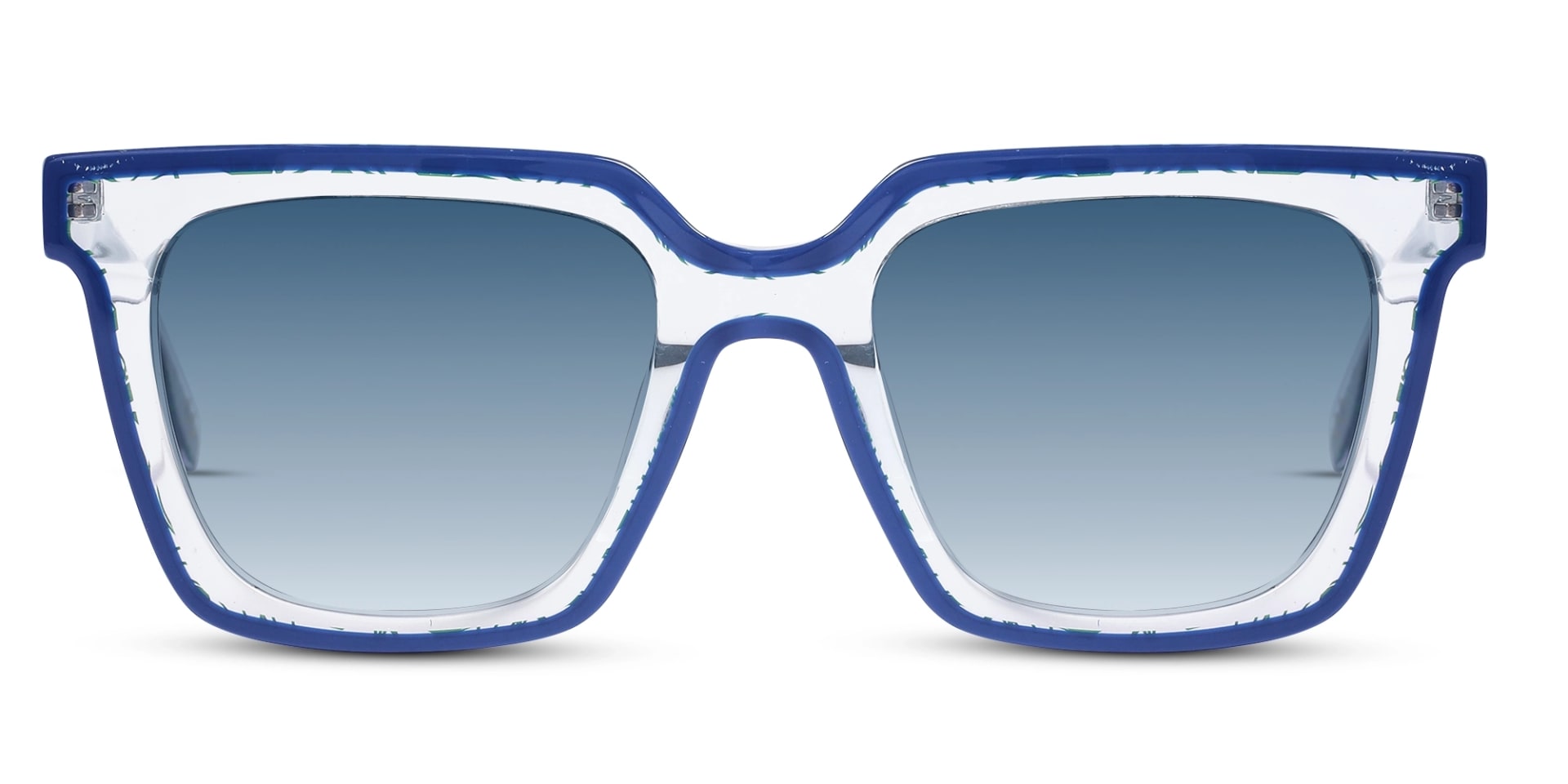 Square Crystal Clear & Blue Acetate Sunglasses-1