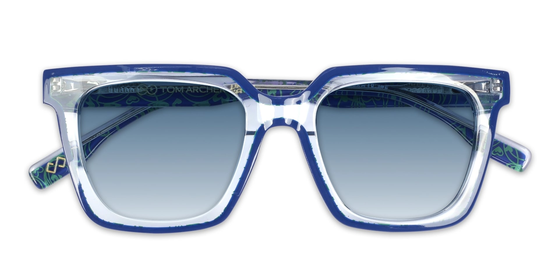 Square Crystal Clear & Blue Acetate Sunglasses-6