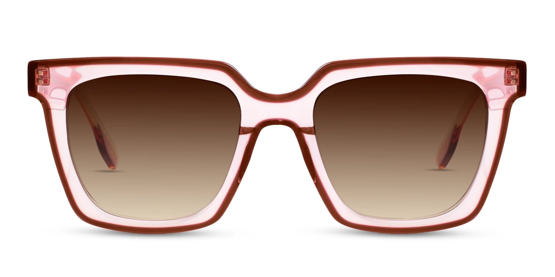 Crystal Peach & Dark Red Square Sunglasses