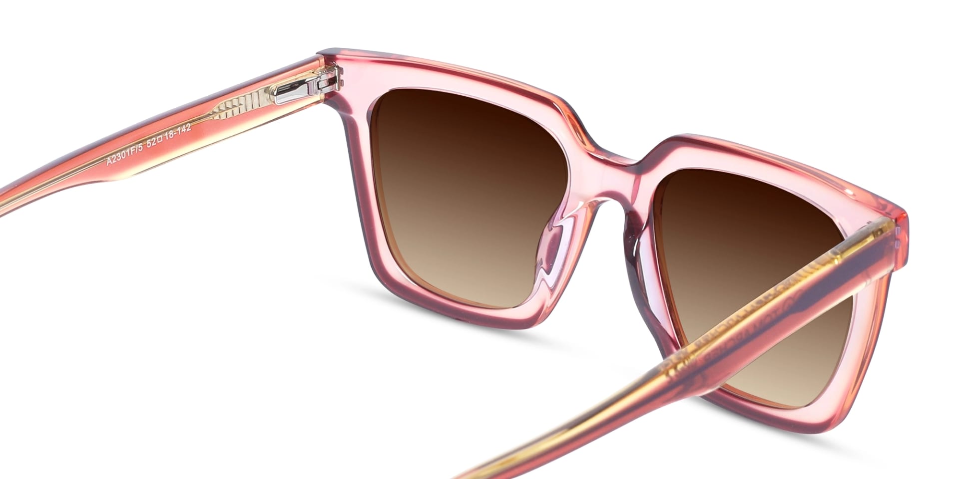Crystal Peach & Dark Red Square Sunglasses
