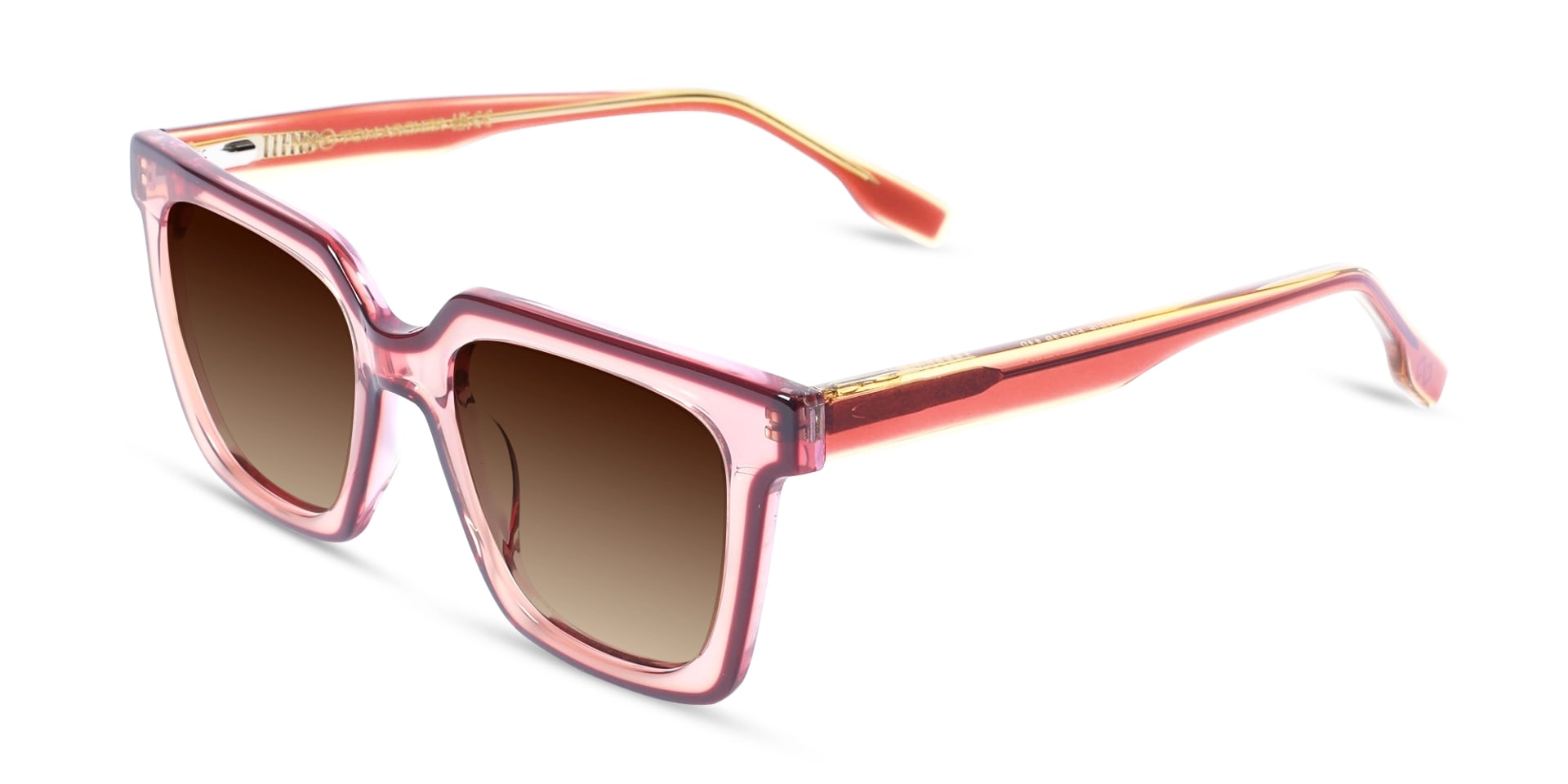 Crystal Peach & Dark Red Square Sunglasses