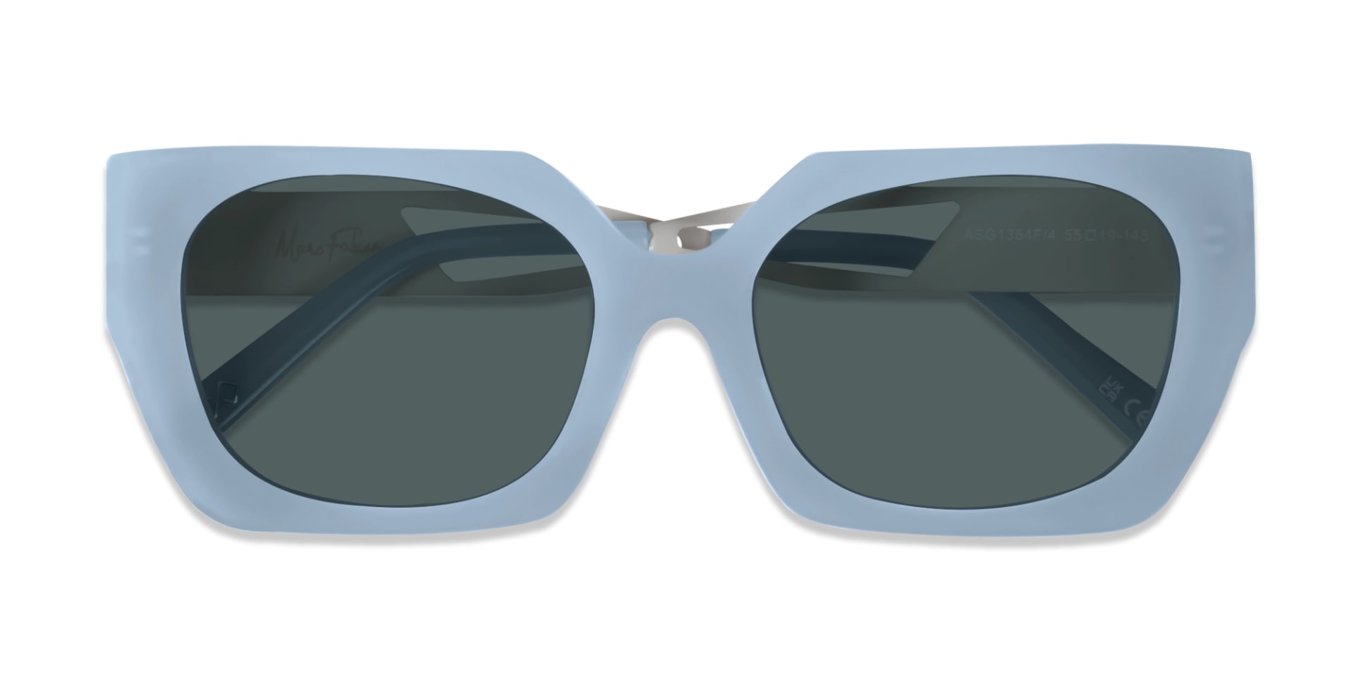 Blue Square Frame Dark Grey Tint Sunglasses-6