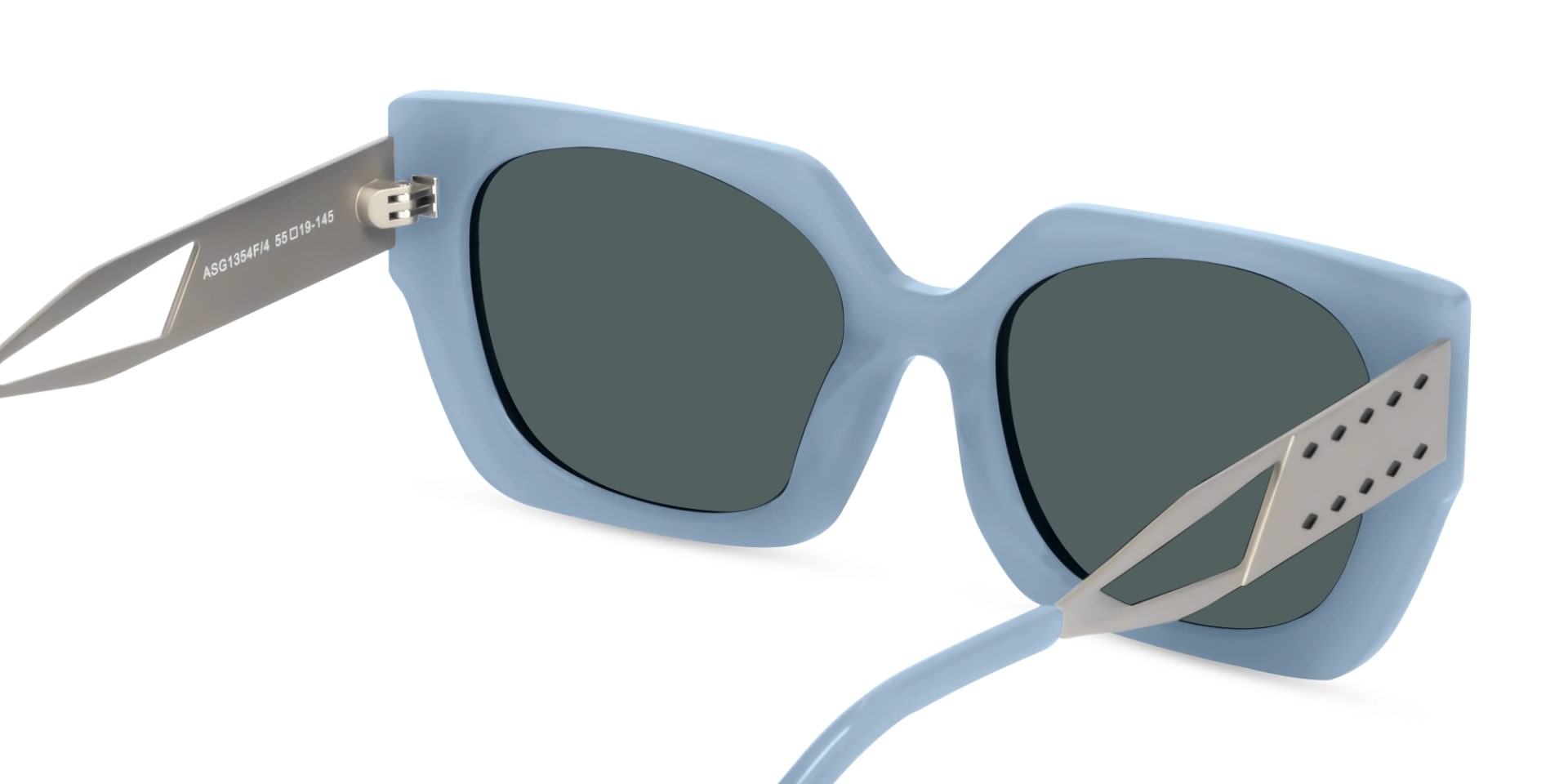 Blue Square Frame Dark Grey Tint Sunglasses-5