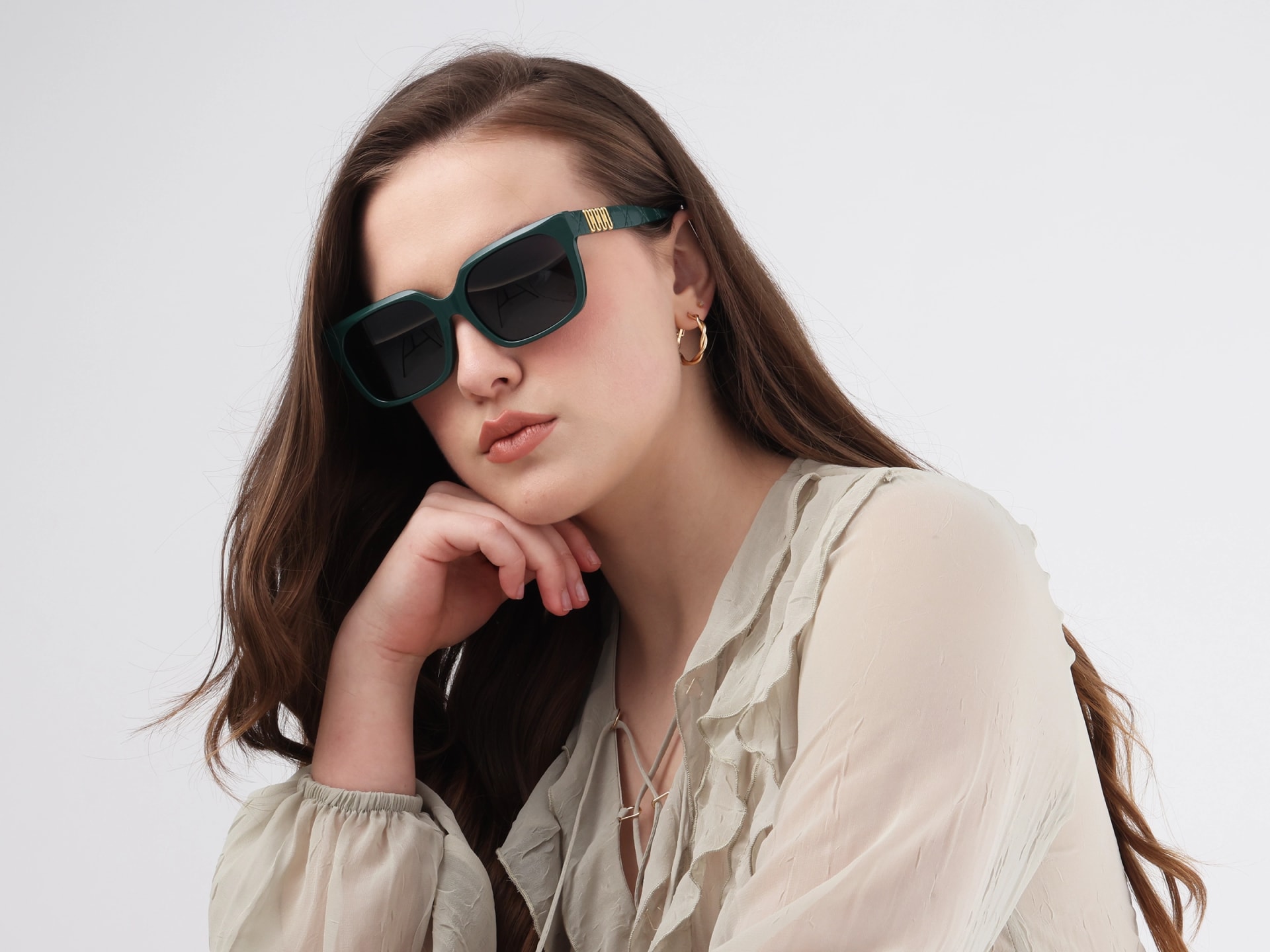 Square Full-Rim Dark Grey Tint Sunglasses