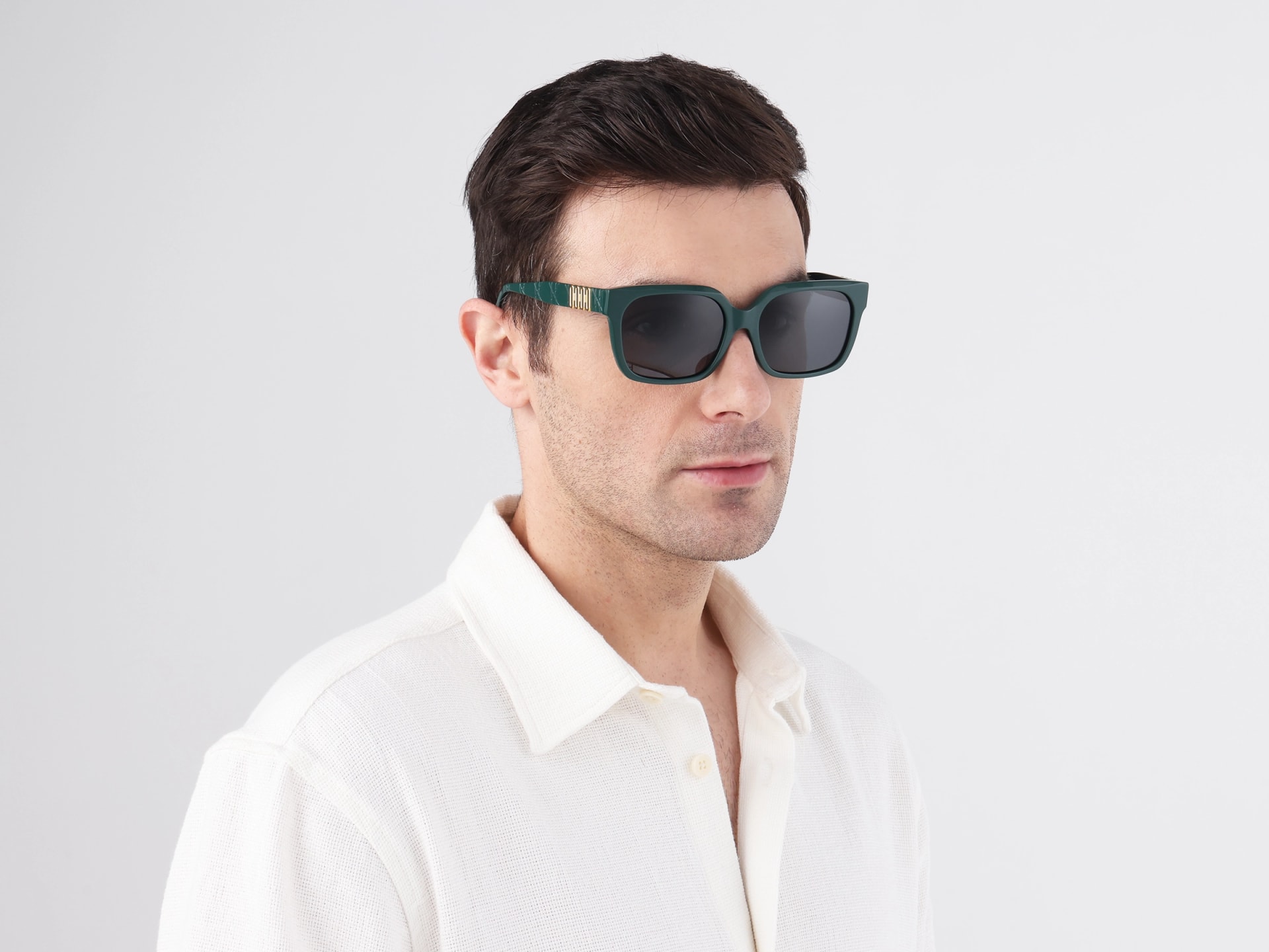 Square Full-Rim Dark Grey Tint Sunglasses