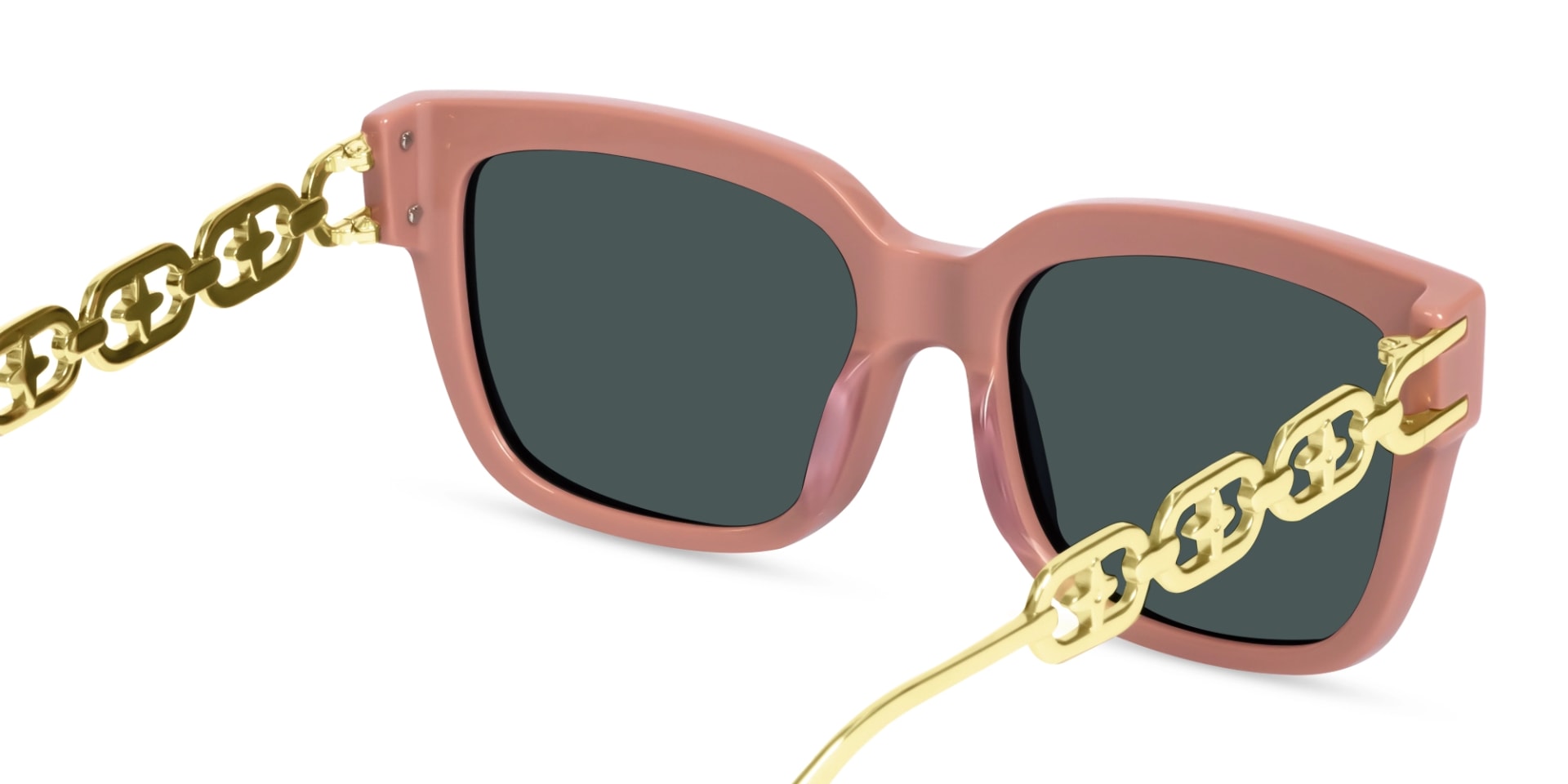 Pink Frame With Dark Grey Tint Sunglasses-5