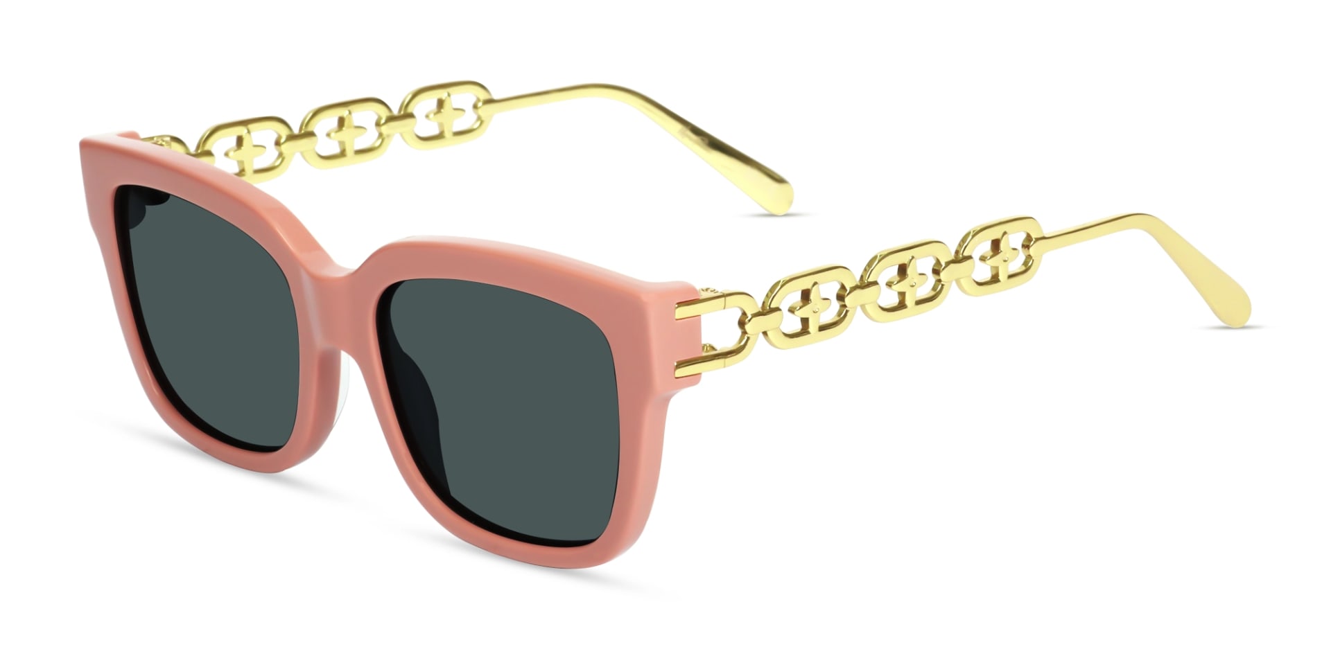 Pink Frame With Dark Grey Tint Sunglasses-3