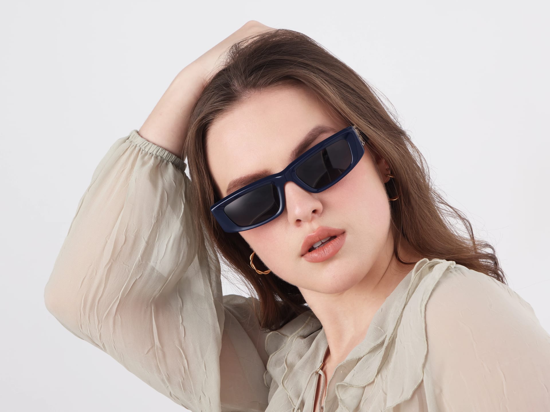 Thick Rectangle Full Rim Dark Grey Tint Sunglasses